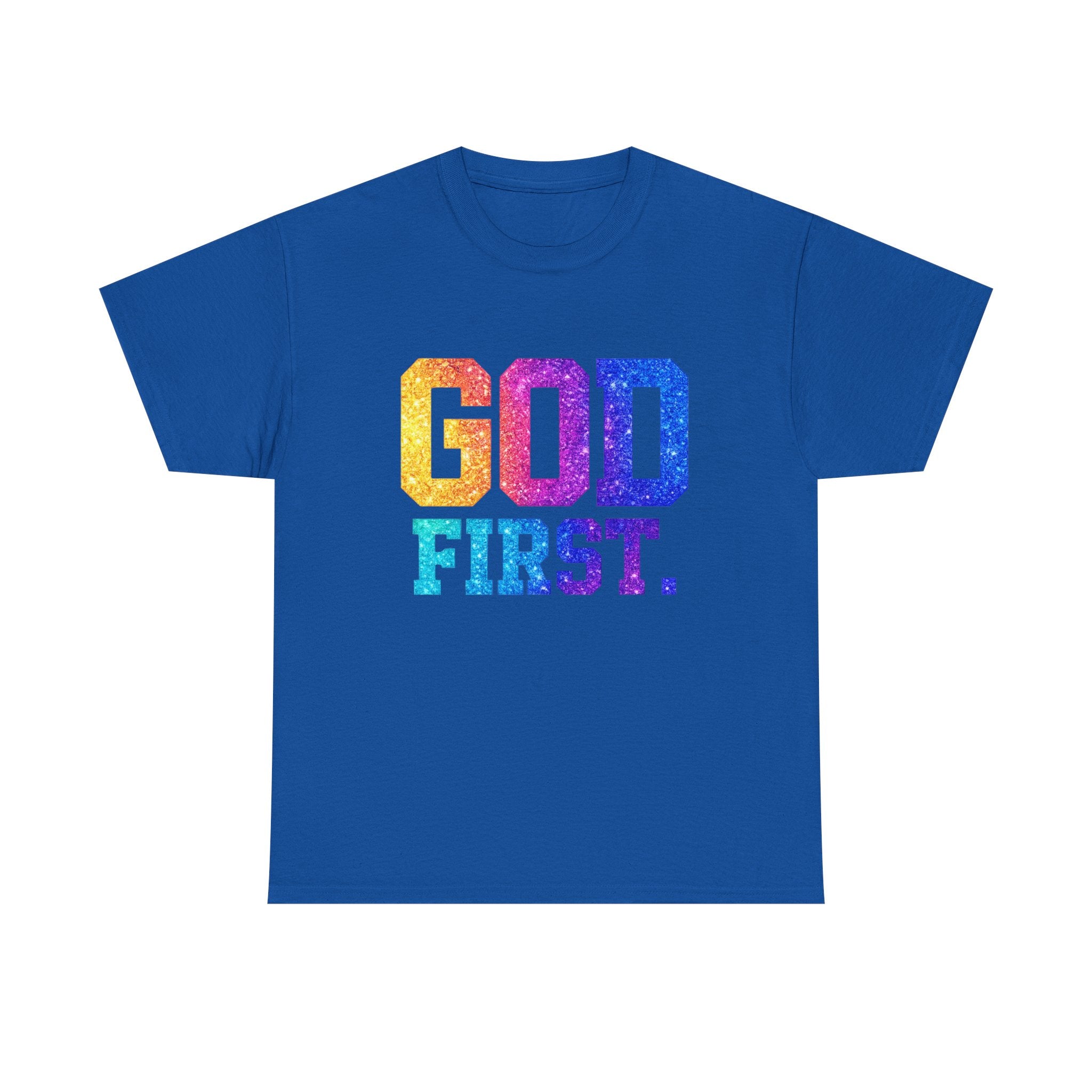 God First T-Shirt — Rainbow Glitter Faith Tee