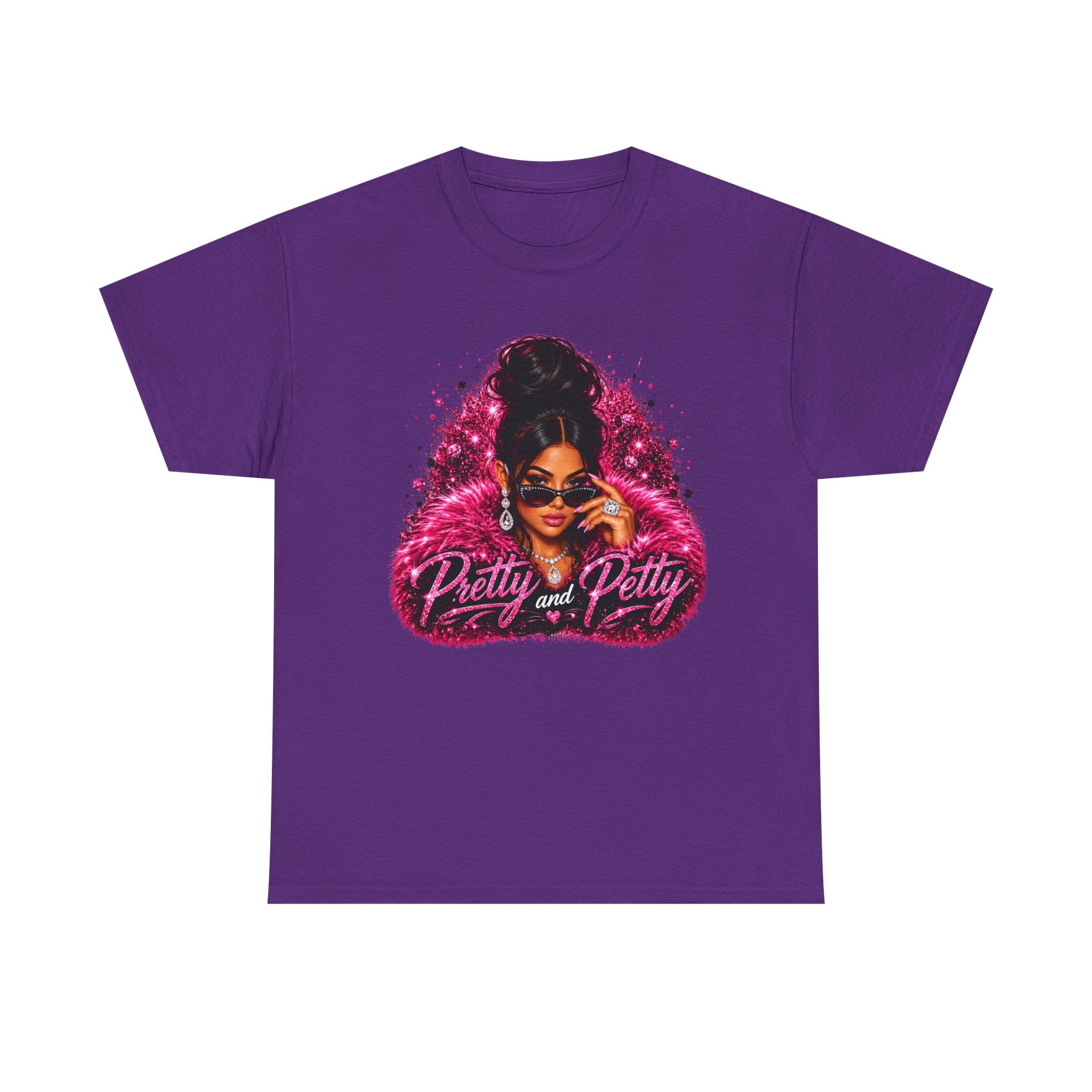 Pretty and Petty Graphic Tee — Bold Pink Afro Chic Women's Shirt