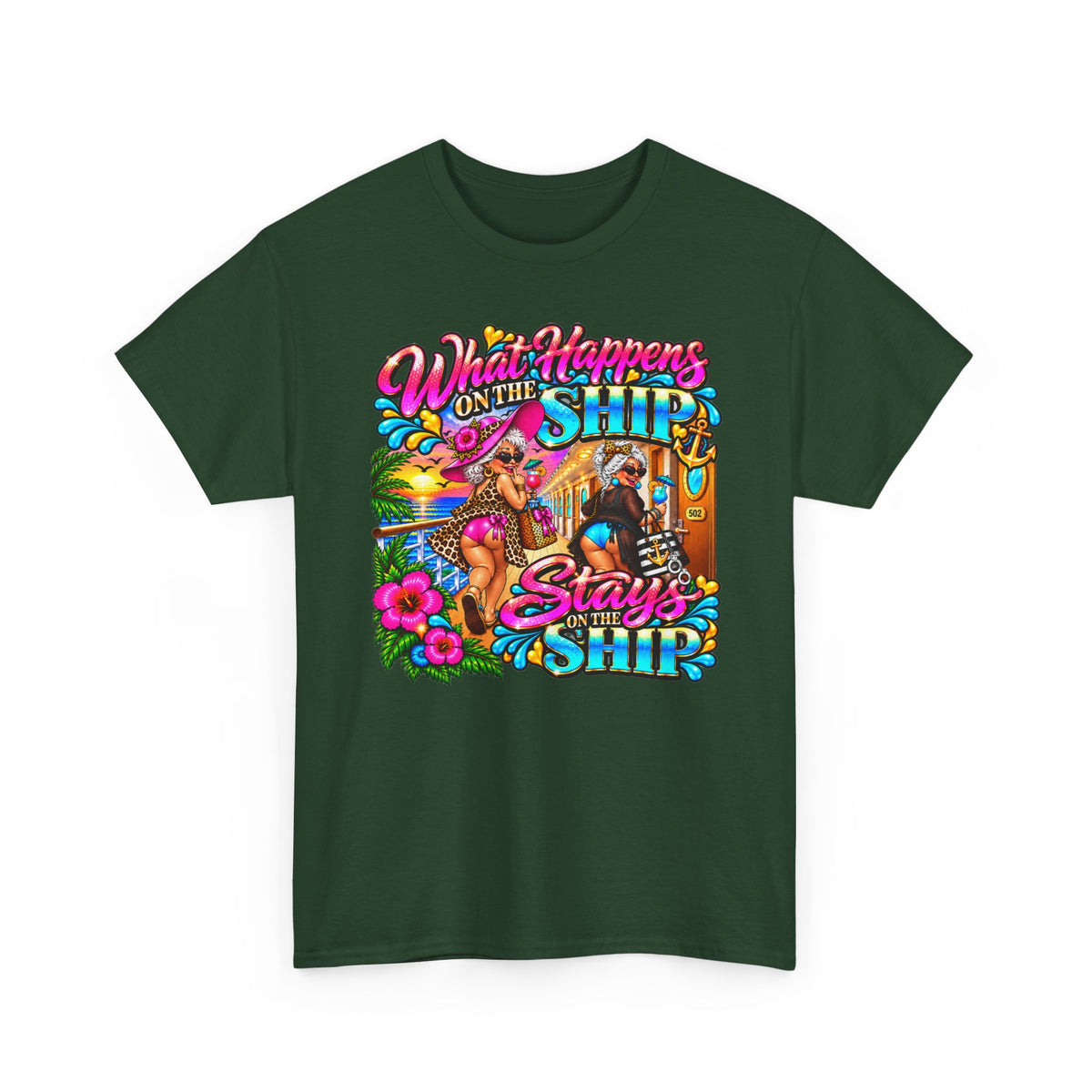 Cruise Vacation T‑Shirt — "What Happens on the Ship Stays on the Ship"
