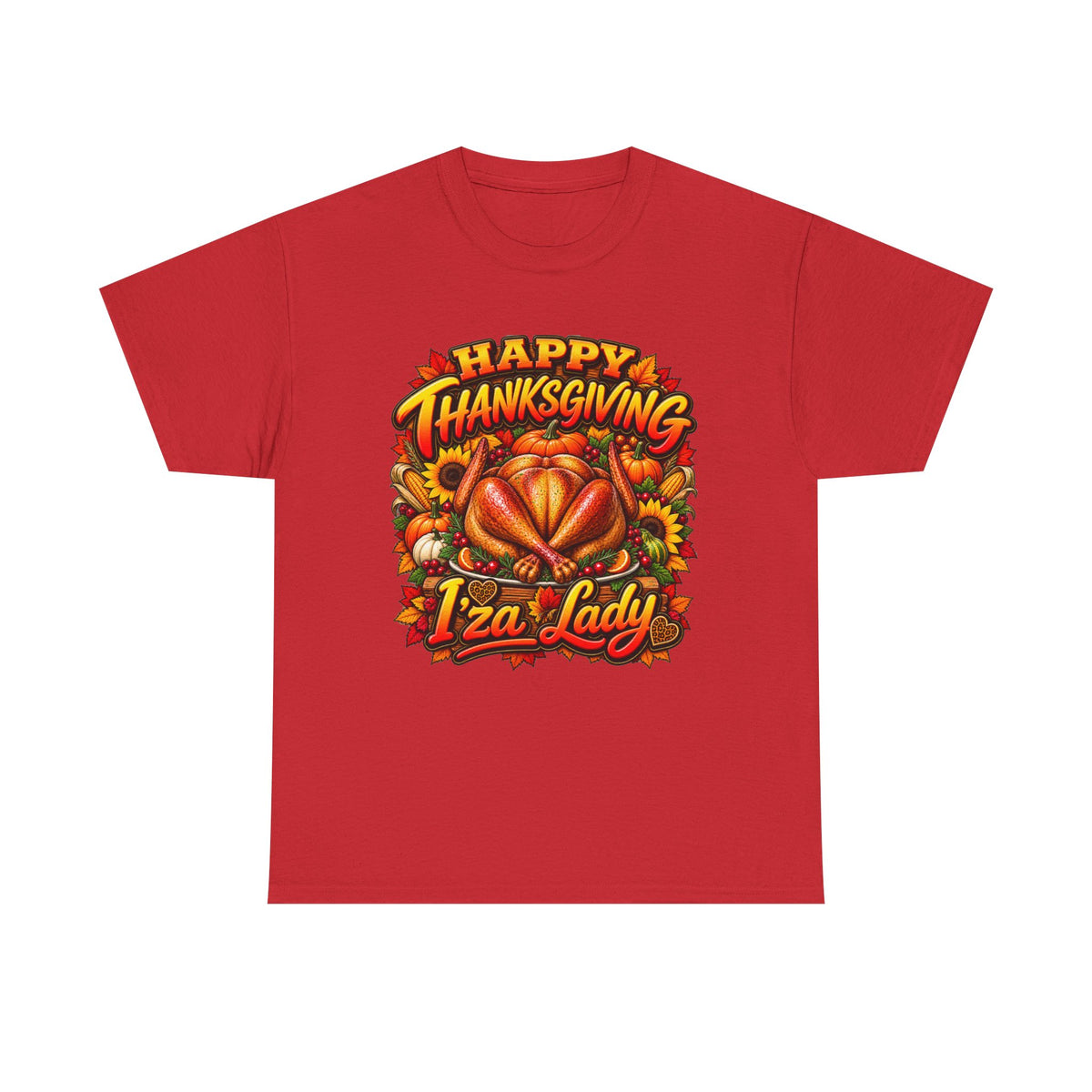 Thanksgiving Iza Lady T-Shirt – Festive Turkey Holiday Tee