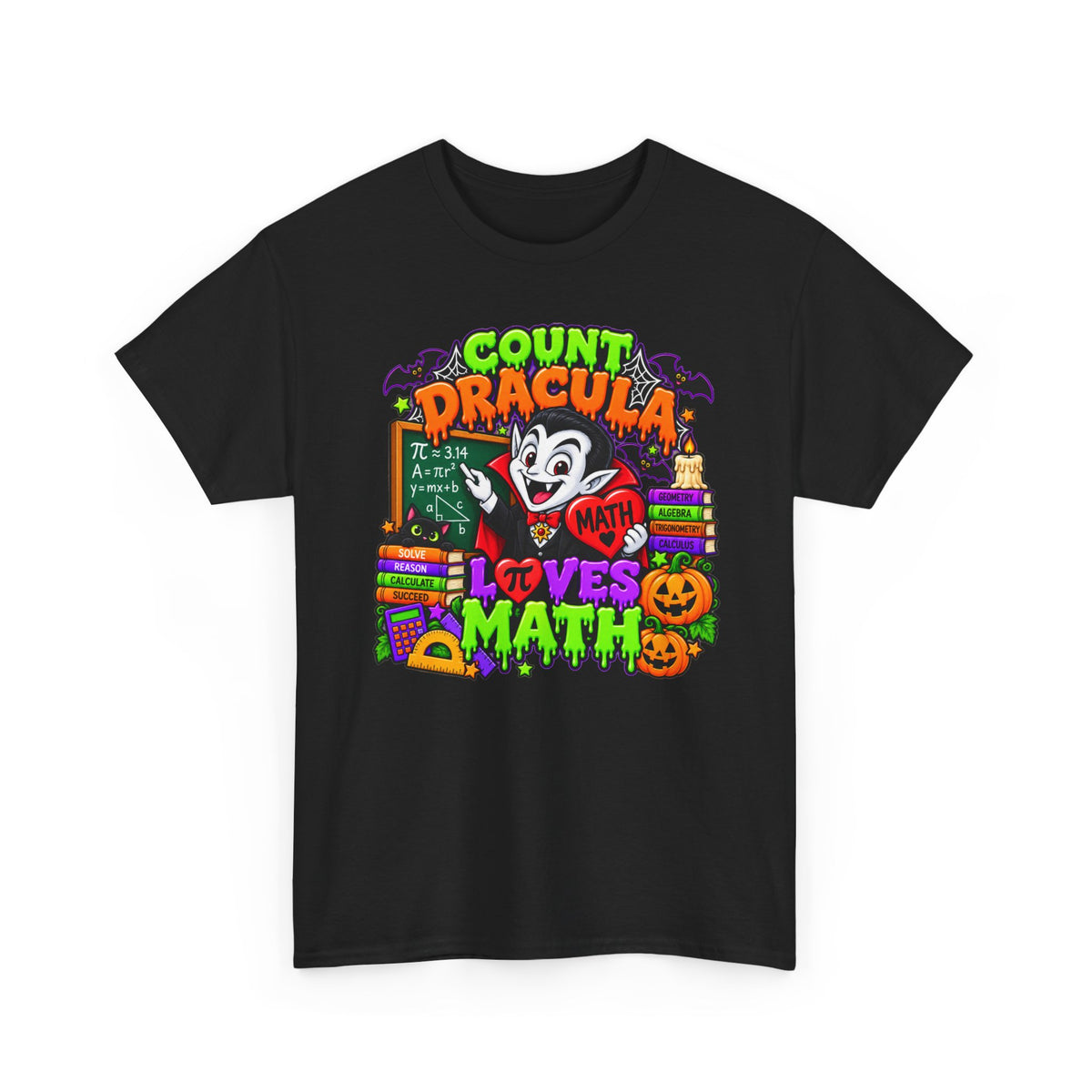 Count Dracula Loves Math T-Shirt – Halloween Teacher / Math Lover Tee
