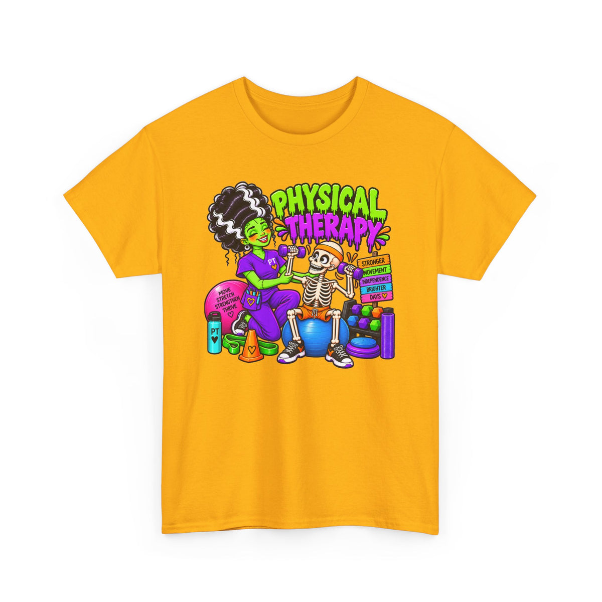Physical Therapy T-Shirt — Fun Skeleton PT Design for Therapists & Rehab Fans