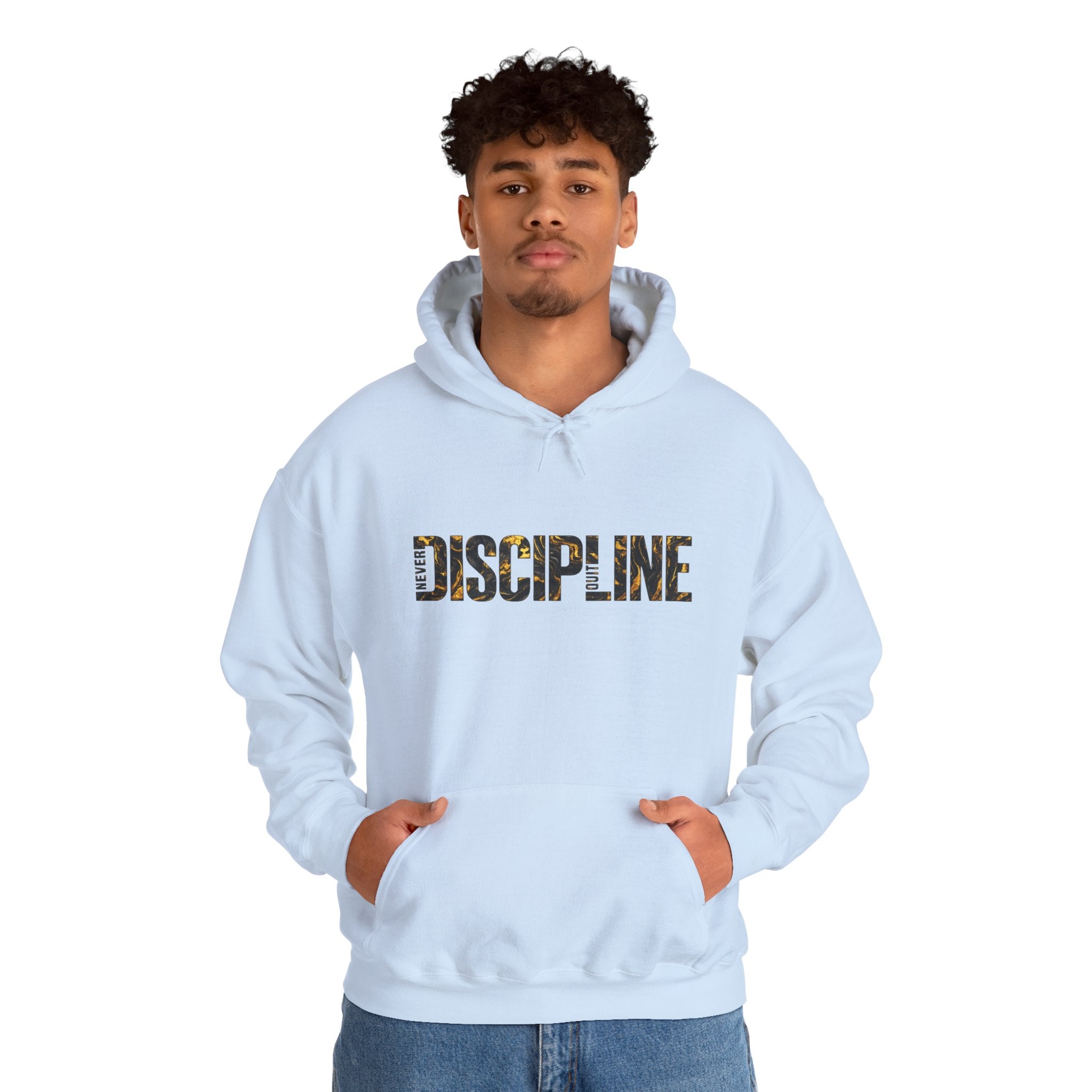 Discipline Hoodie — Bold Marble Print Motivational Sweatshirt
