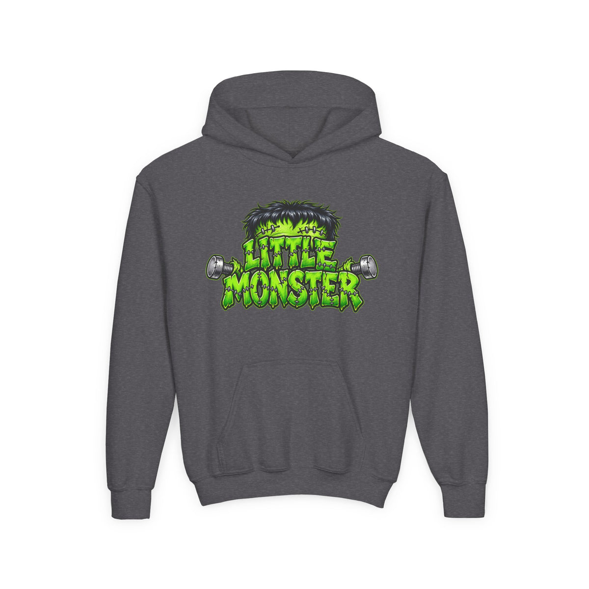 Youth Hoodie "Little Monster" Green Cartoon Kids Sweatshirt