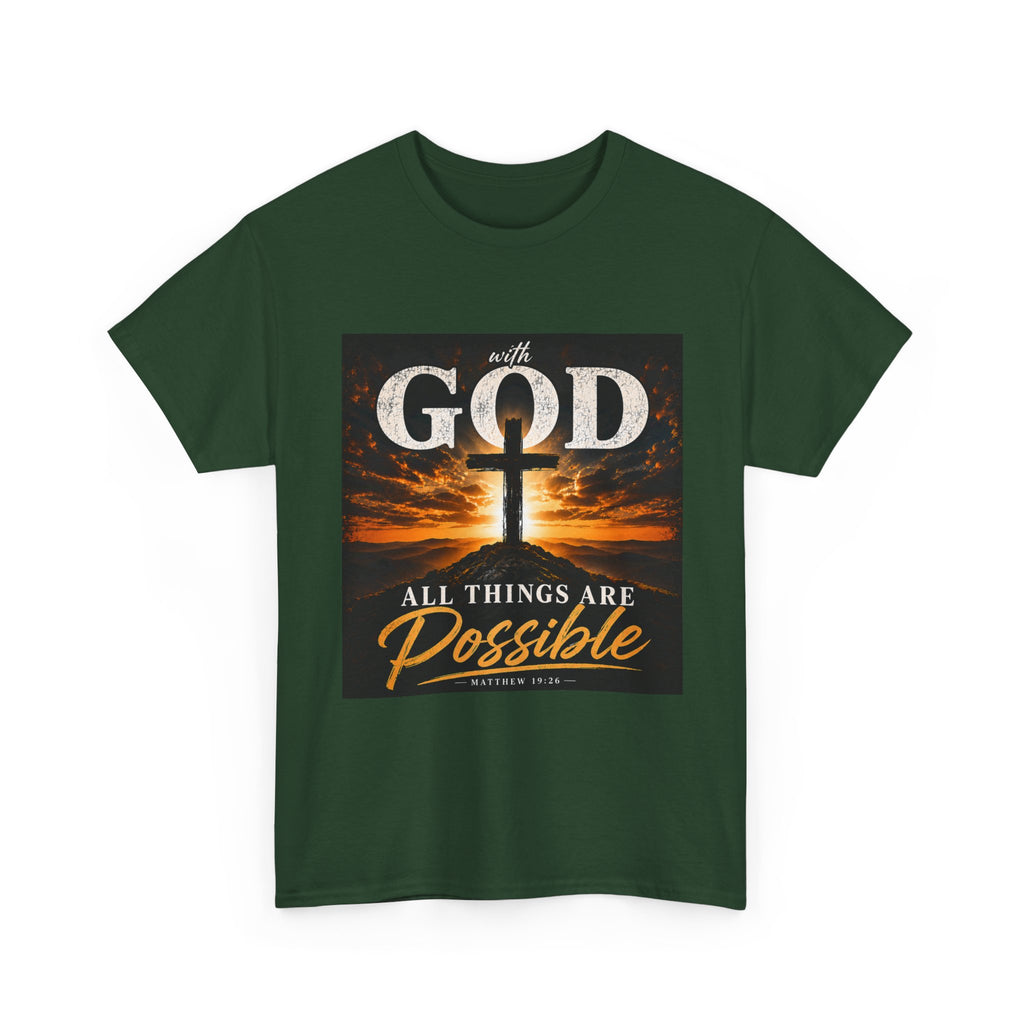 Faith Graphic Tee — "With God All Things Are Possible" Christian T-Shirt