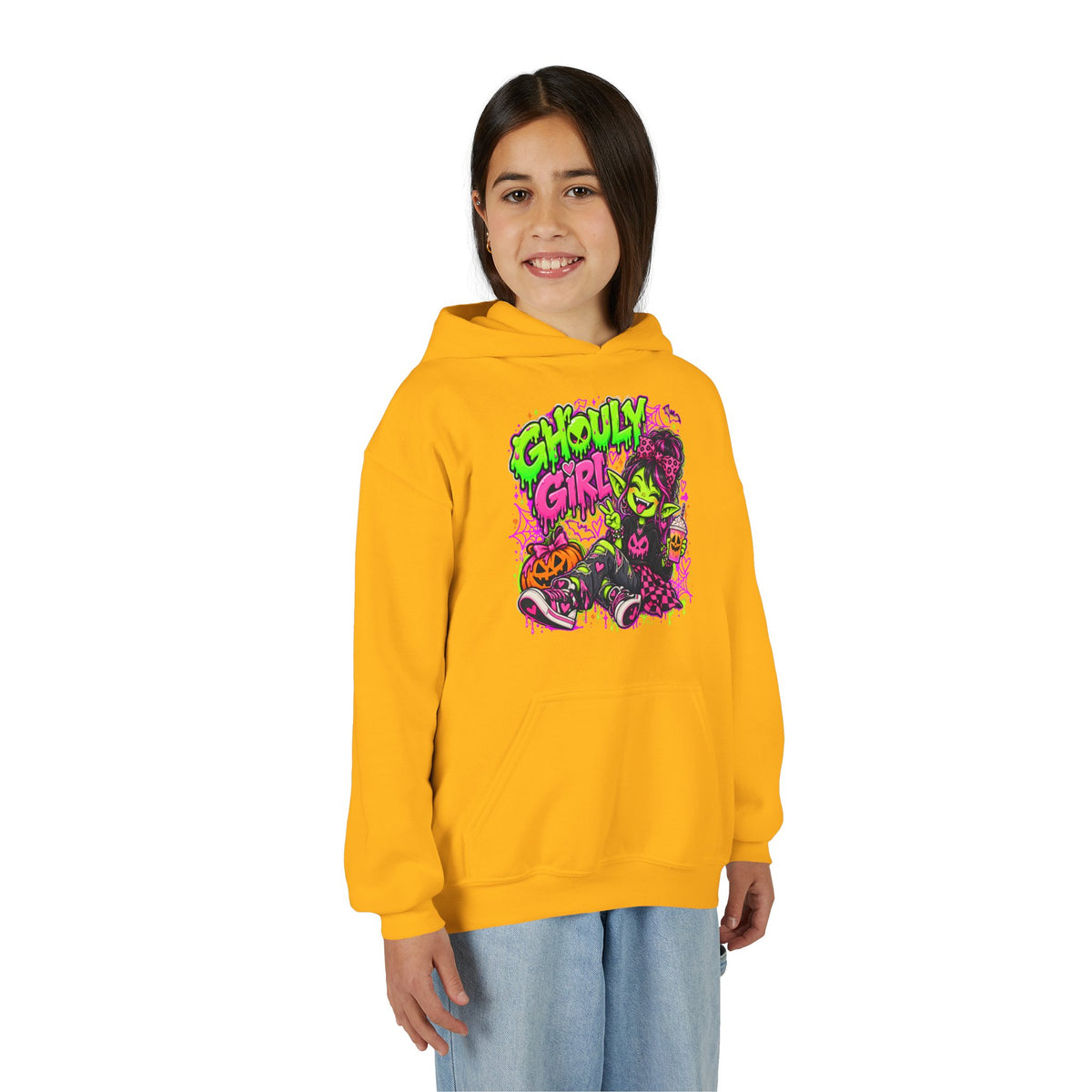 Ghoulie Girl Youth Hoodie — Cute Spooky Halloween Sweatshirt for Kids