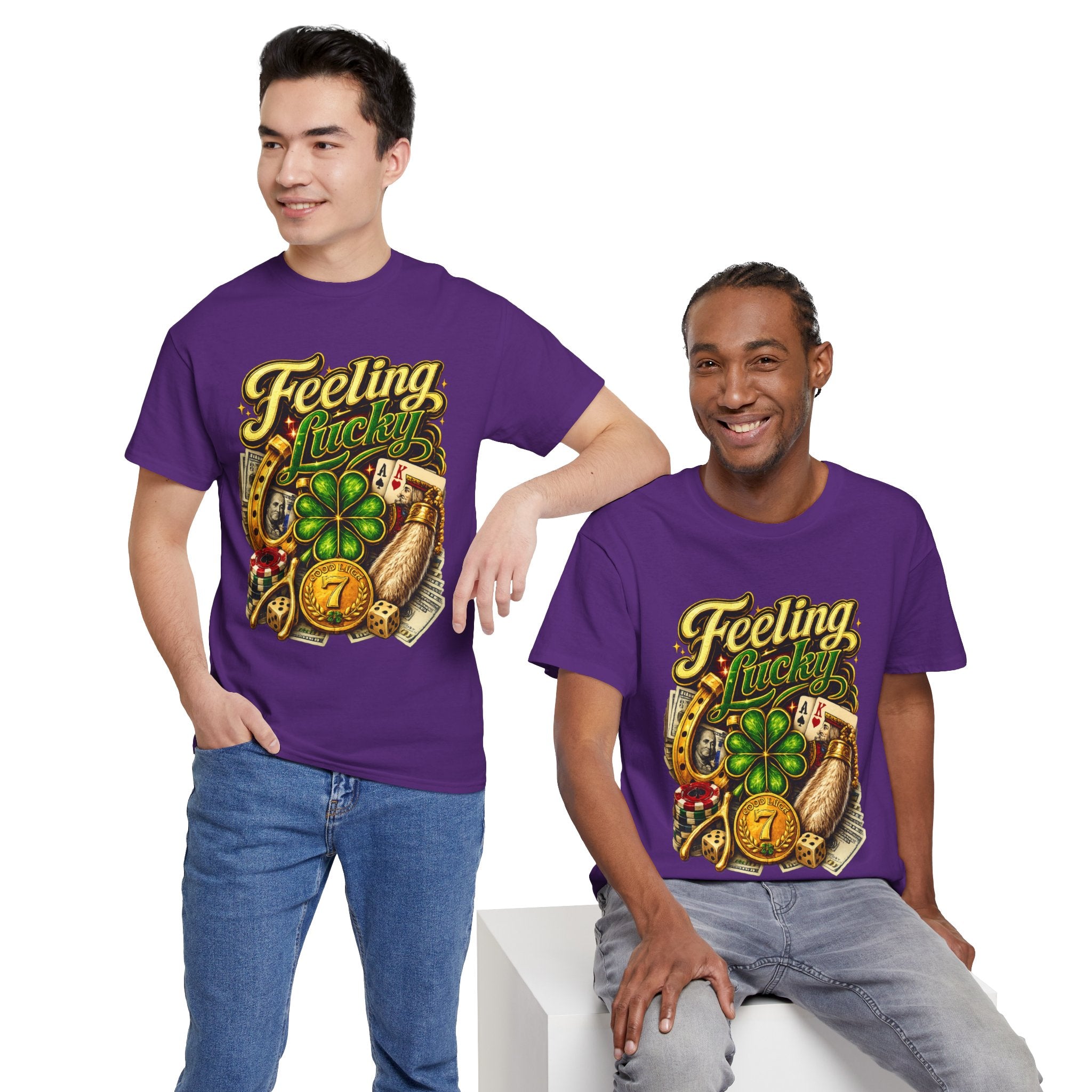 Feeling Lucky T‑Shirt — Vintage Casino Four‑Leaf Clover St. Patrick’s Tee