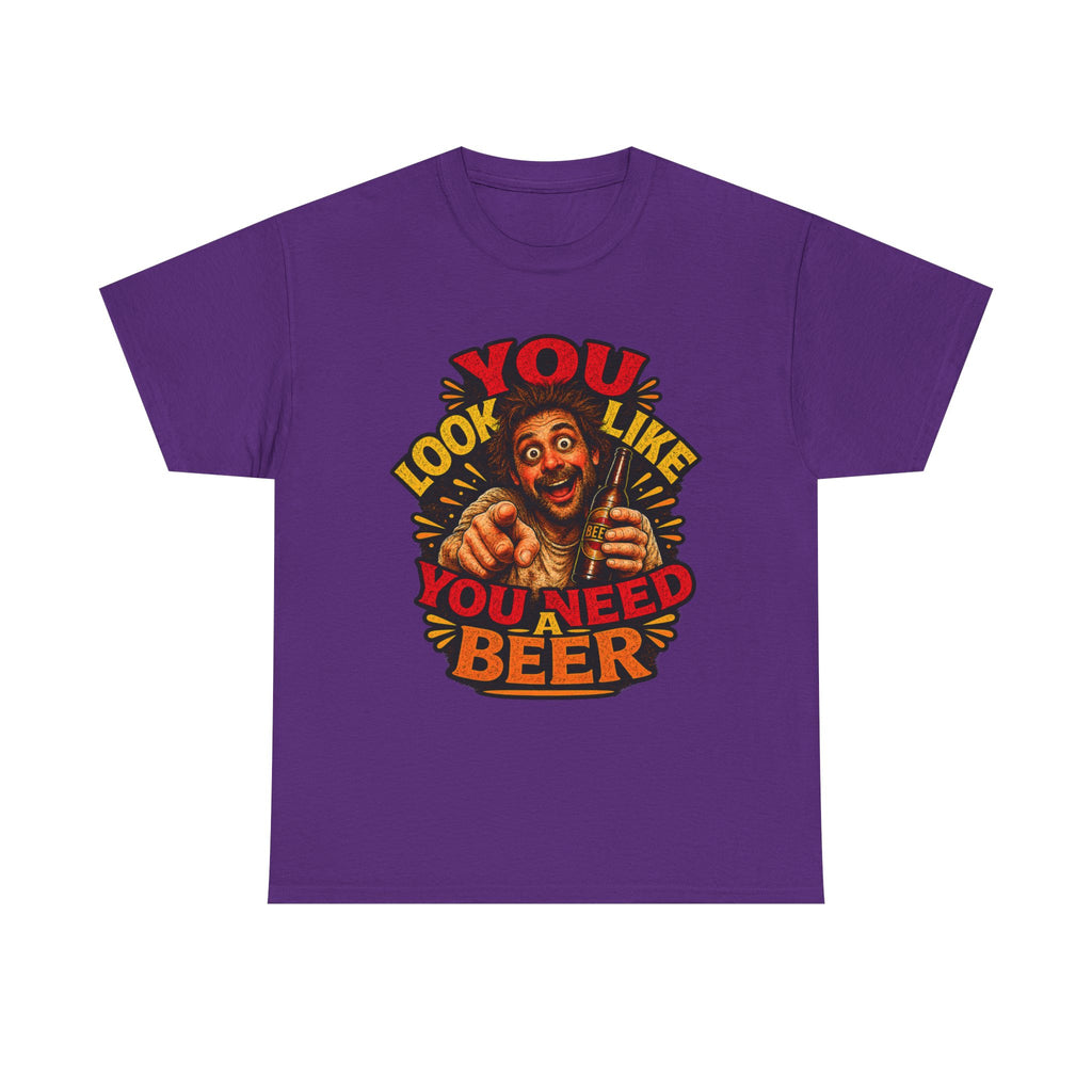 Beer Graphic Tee – “You Look Like You Need Beer” Vintage Party T-Shirt