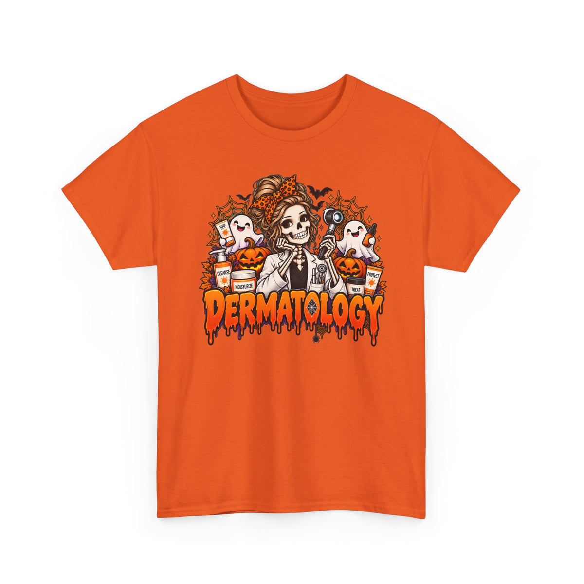 Dermatology Halloween T-Shirt — Spooky Skeleton Nurse Design