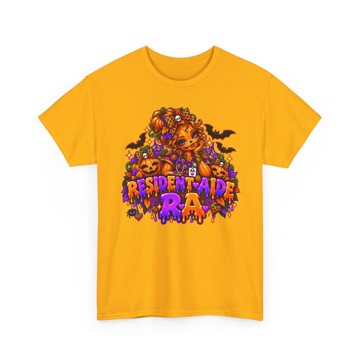 Resident Aide Halloween Tee — Spooky Pumpkin Nurse graphic T-Shirt