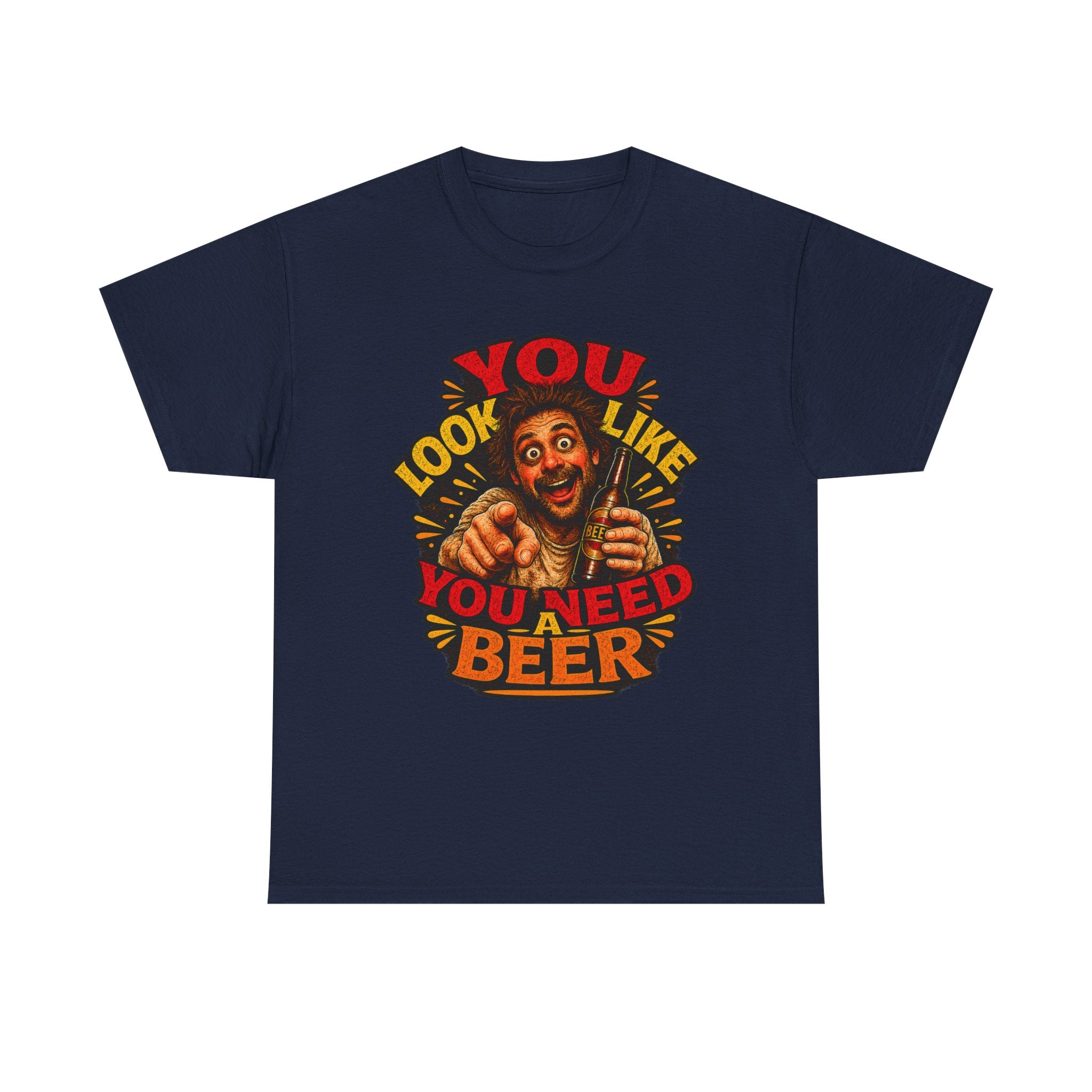 Beer Graphic Tee – “You Look Like You Need Beer” Vintage Party T-Shirt