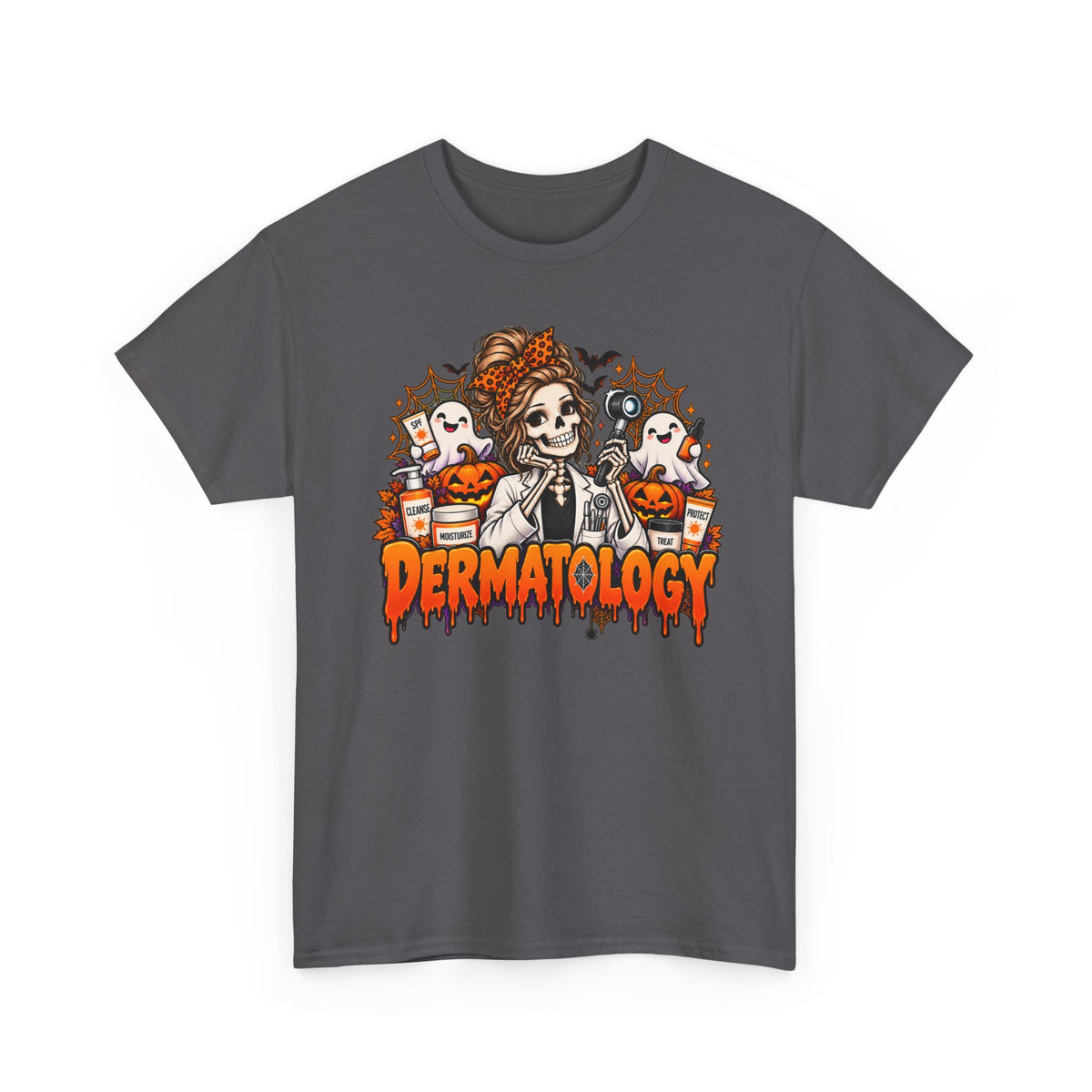 Dermatology Halloween T-Shirt — Spooky Skeleton Nurse Design