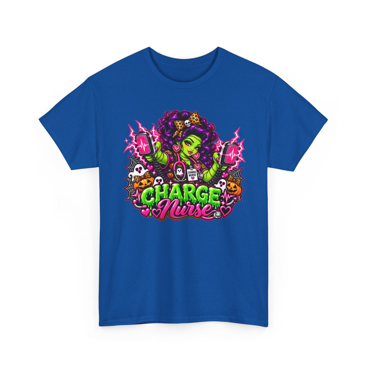 Charge Nurse Graphic Tee — Cute Spooky Nurse Design for Healthcare Workers
