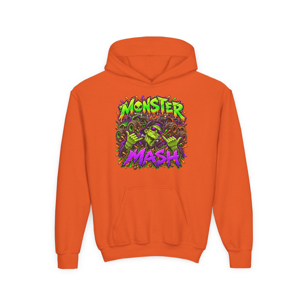 Monster Mash Youth Hoodie – Colorful Halloween Kids Sweatshirt