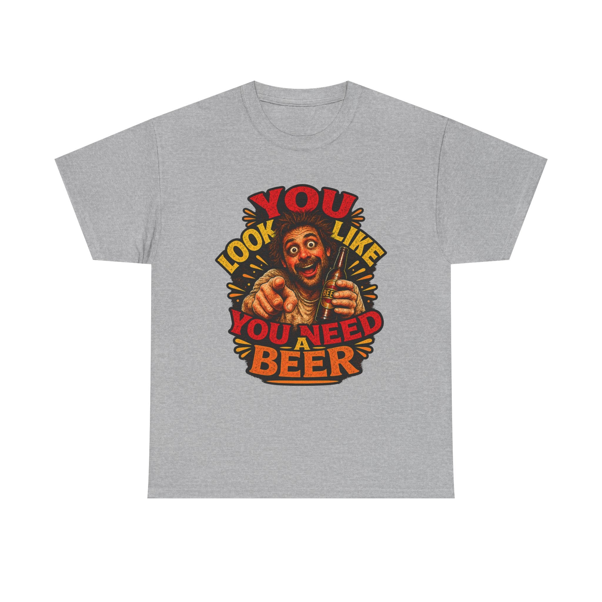 Beer Graphic Tee – “You Look Like You Need Beer” Vintage Party T-Shirt