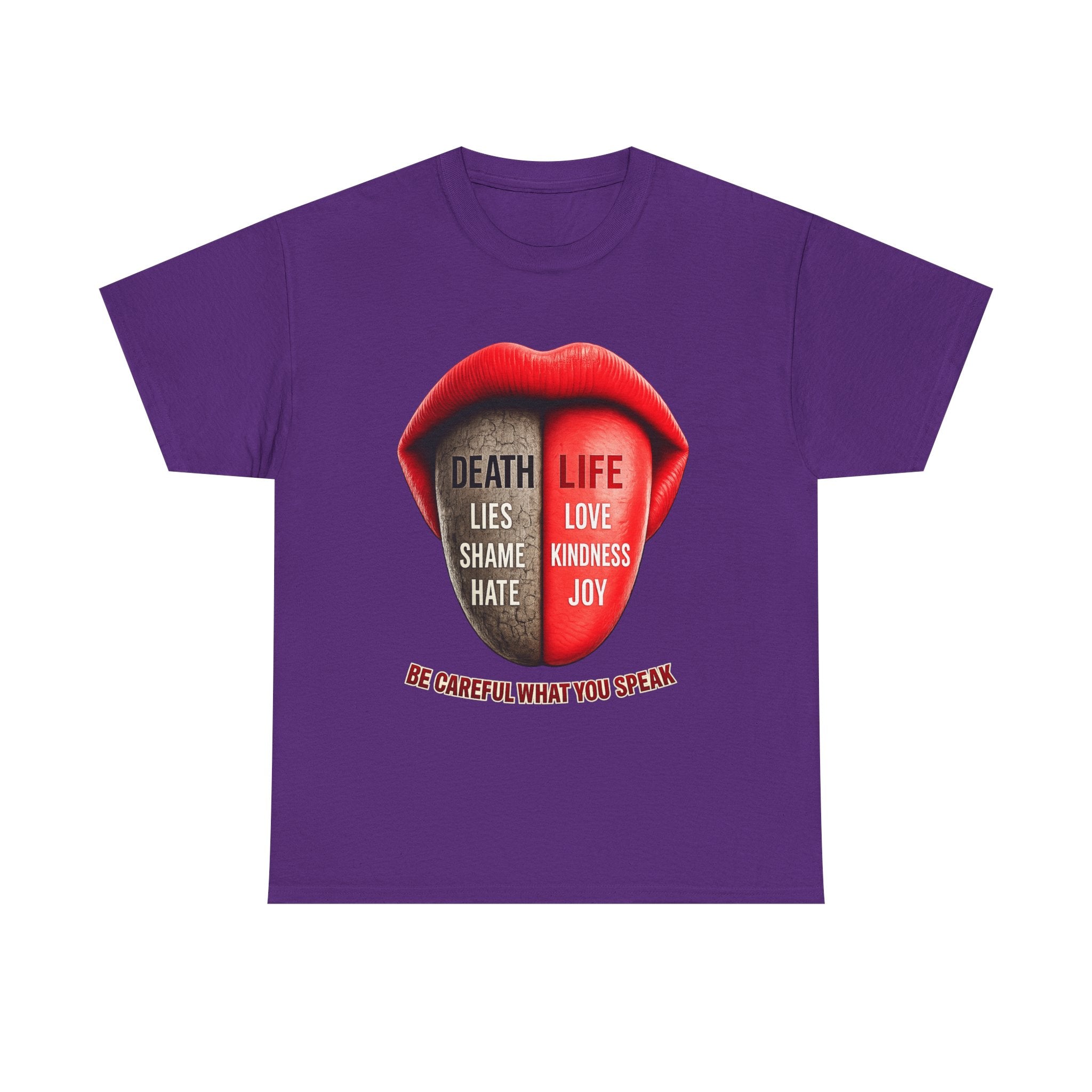 Graphic Tee — "Be Careful What You Speak" Lips Design (Life vs Death Message)