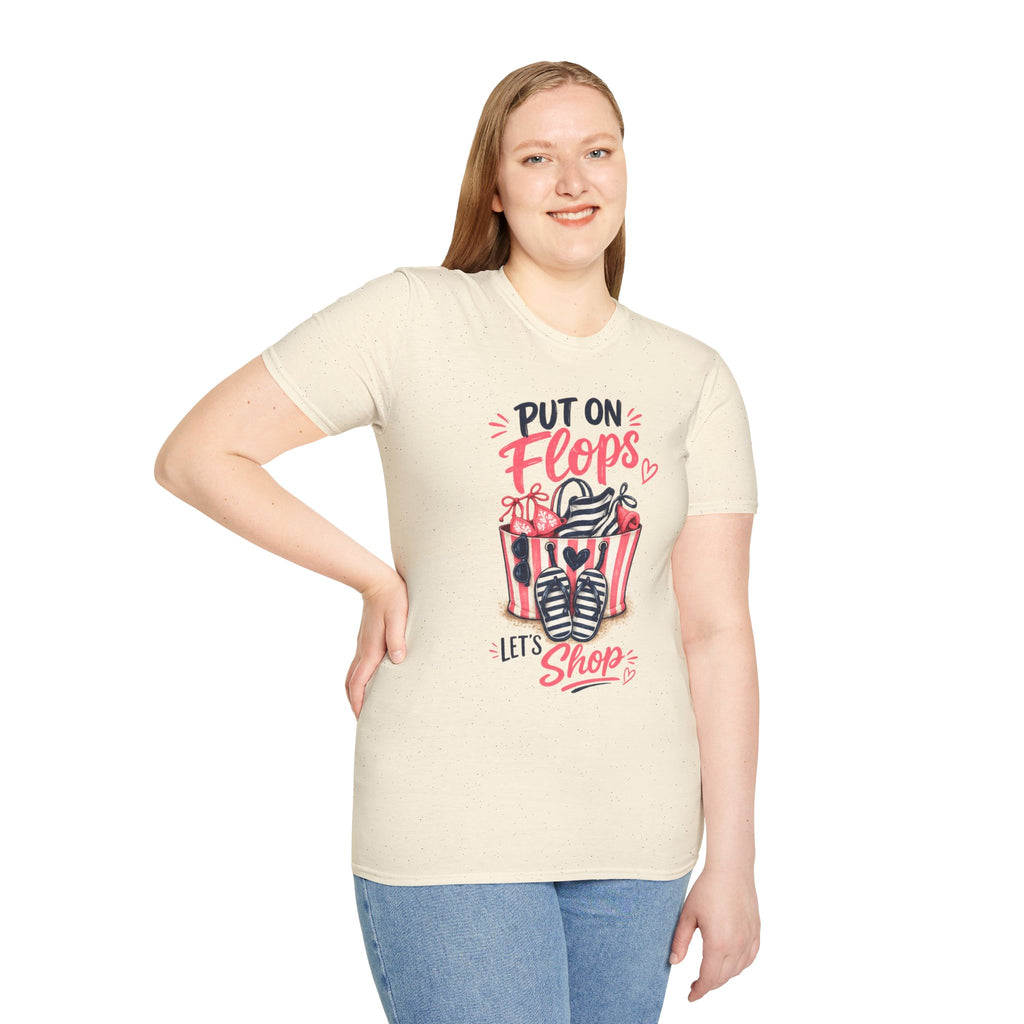 Put On Flops T-Shirt — Cute Shopping Flip-Flop Graphic Tee