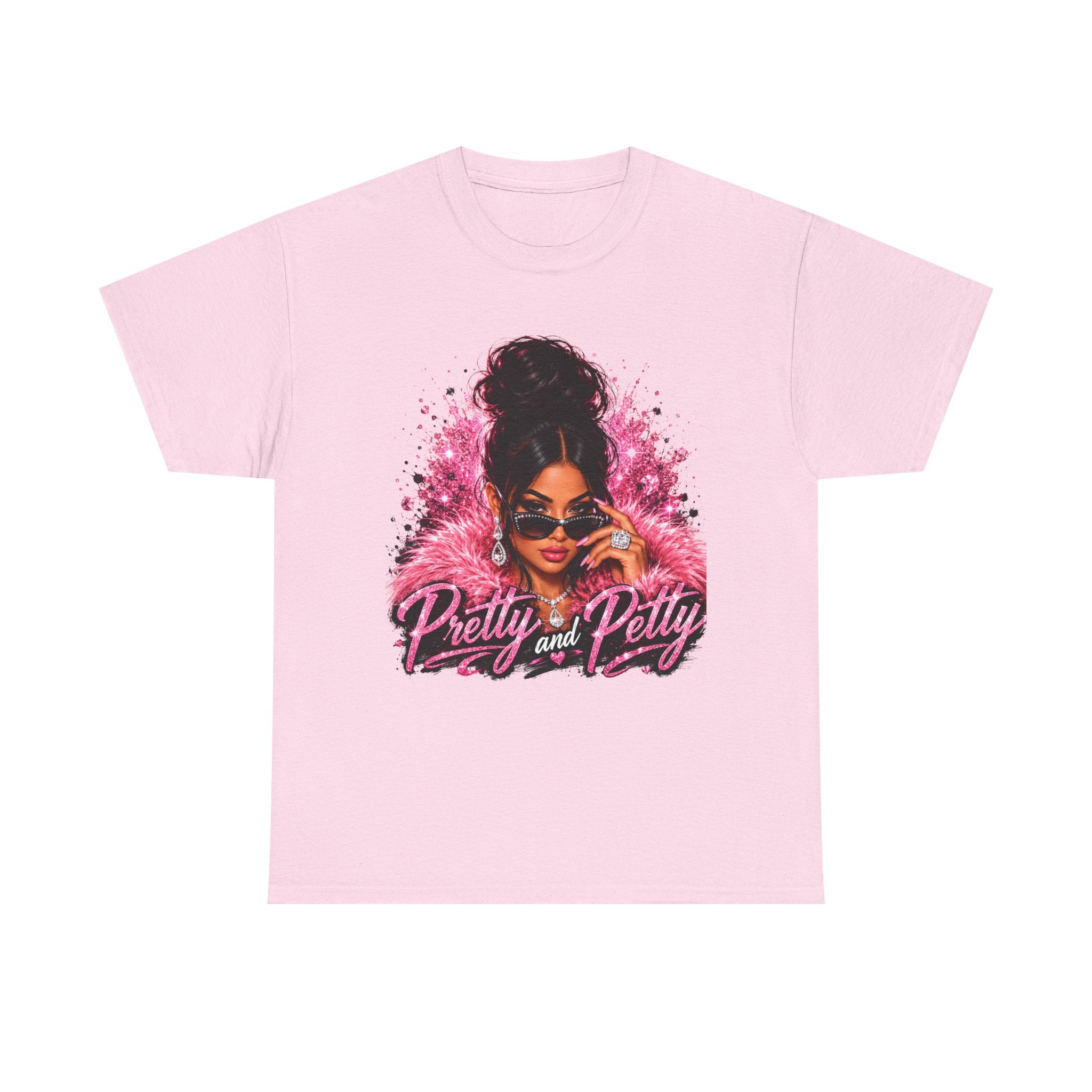 Pretty and Petty Graphic Tee — Bold Pink Afro Chic Women's Shirt