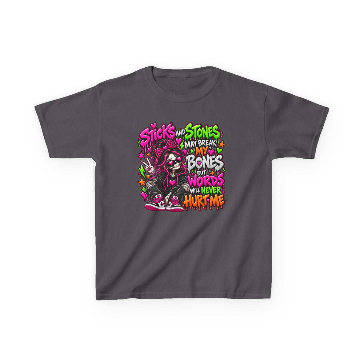 Kids Tee — "Sticks and Stones May Break My Bones"