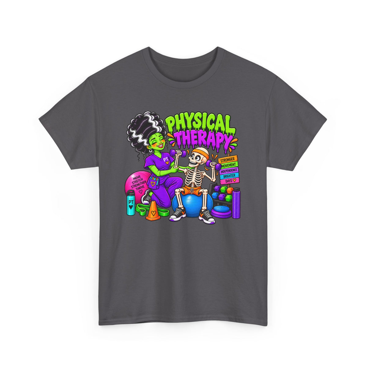 Physical Therapy T-Shirt — Fun Skeleton PT Design for Therapists & Rehab Fans
