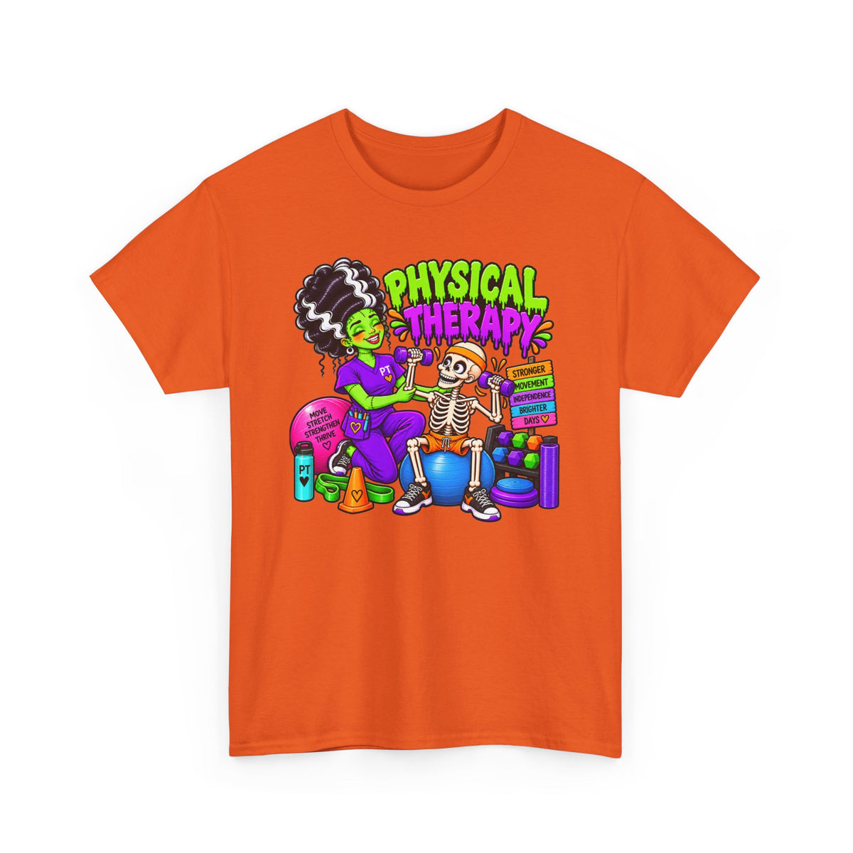 Physical Therapy T-Shirt — Fun Skeleton PT Design for Therapists & Rehab Fans
