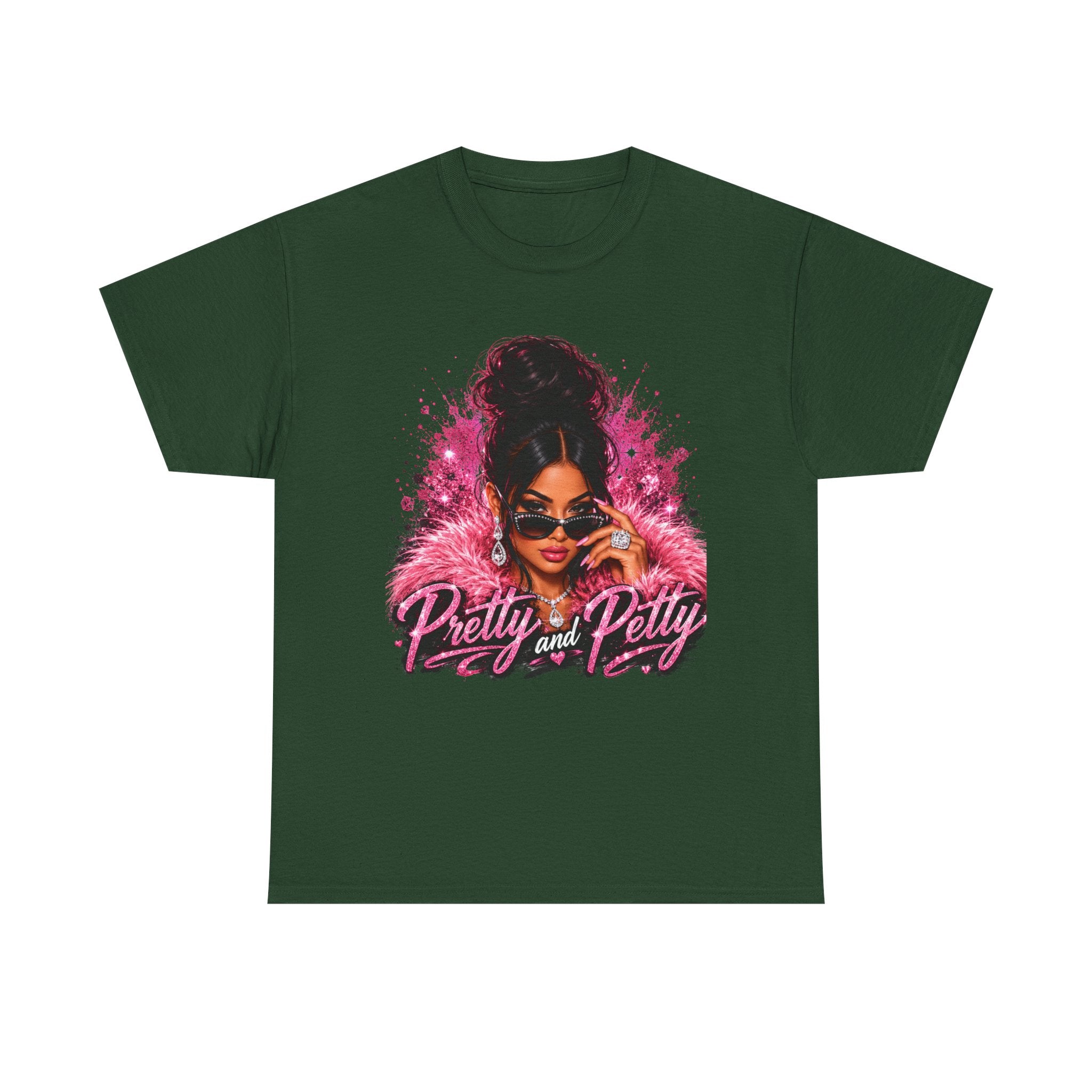 Pretty and Petty Graphic Tee — Bold Pink Afro Chic Women's Shirt