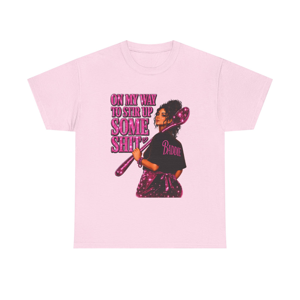 T-Shirt — 'On My Way to Stir Up Some Shit' Retro Baker Graphic Tee