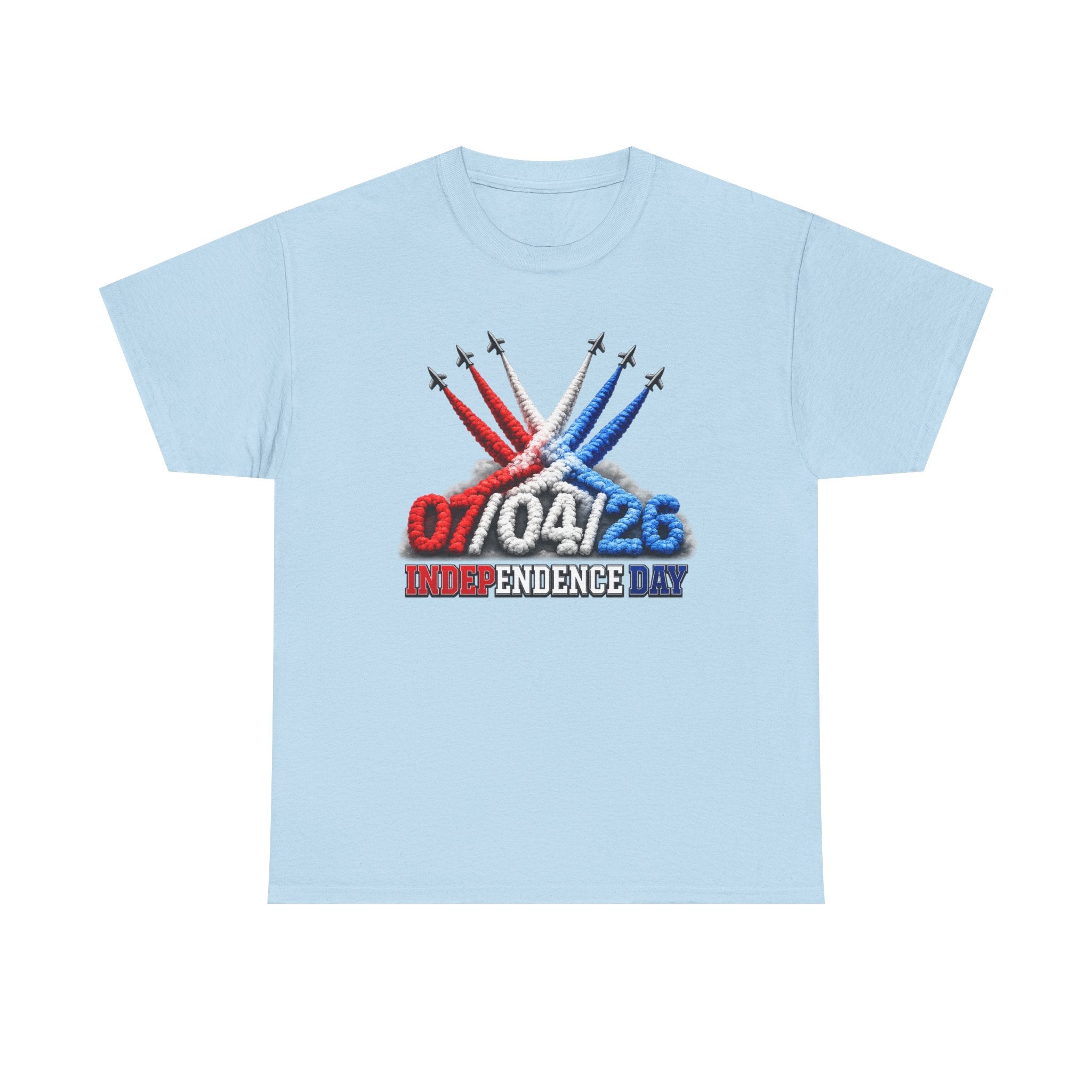 Independence Day Jet Flyover T-Shirt — 07/04/26 Patriotic Red White Blue Tee