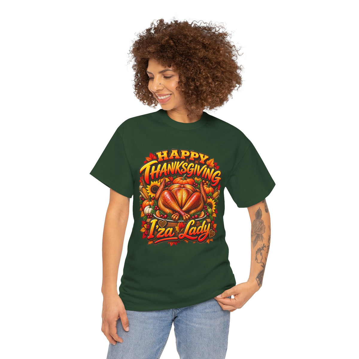 Thanksgiving Iza Lady T-Shirt – Festive Turkey Holiday Tee