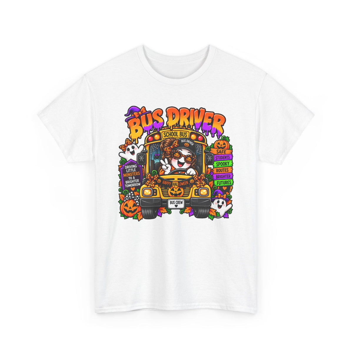 Halloween Bus Driver T‑Shirt – Cute Spooky School Bus Tee
