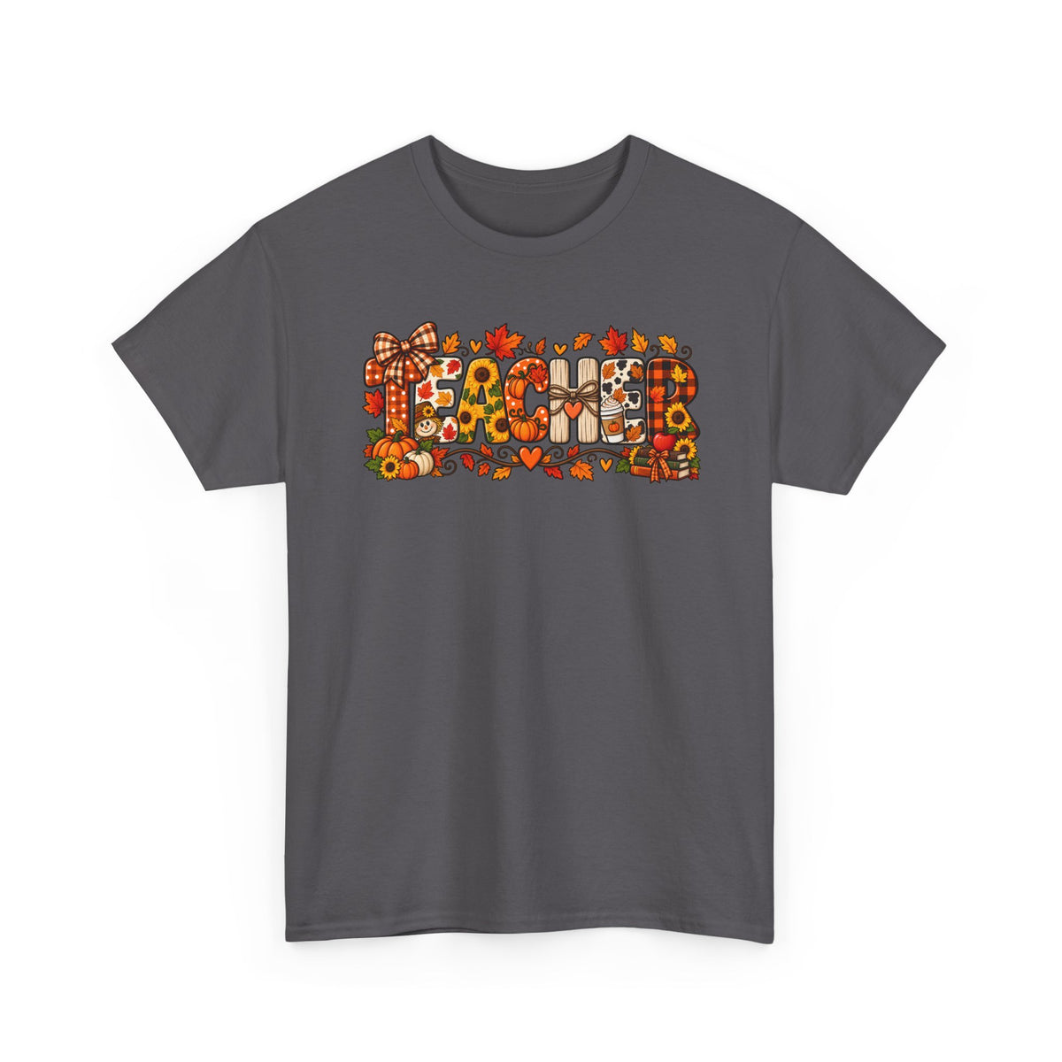 Teacher Fall Floral T‑Shirt — Autumn Leaves & Pumpkin Classroom Tee