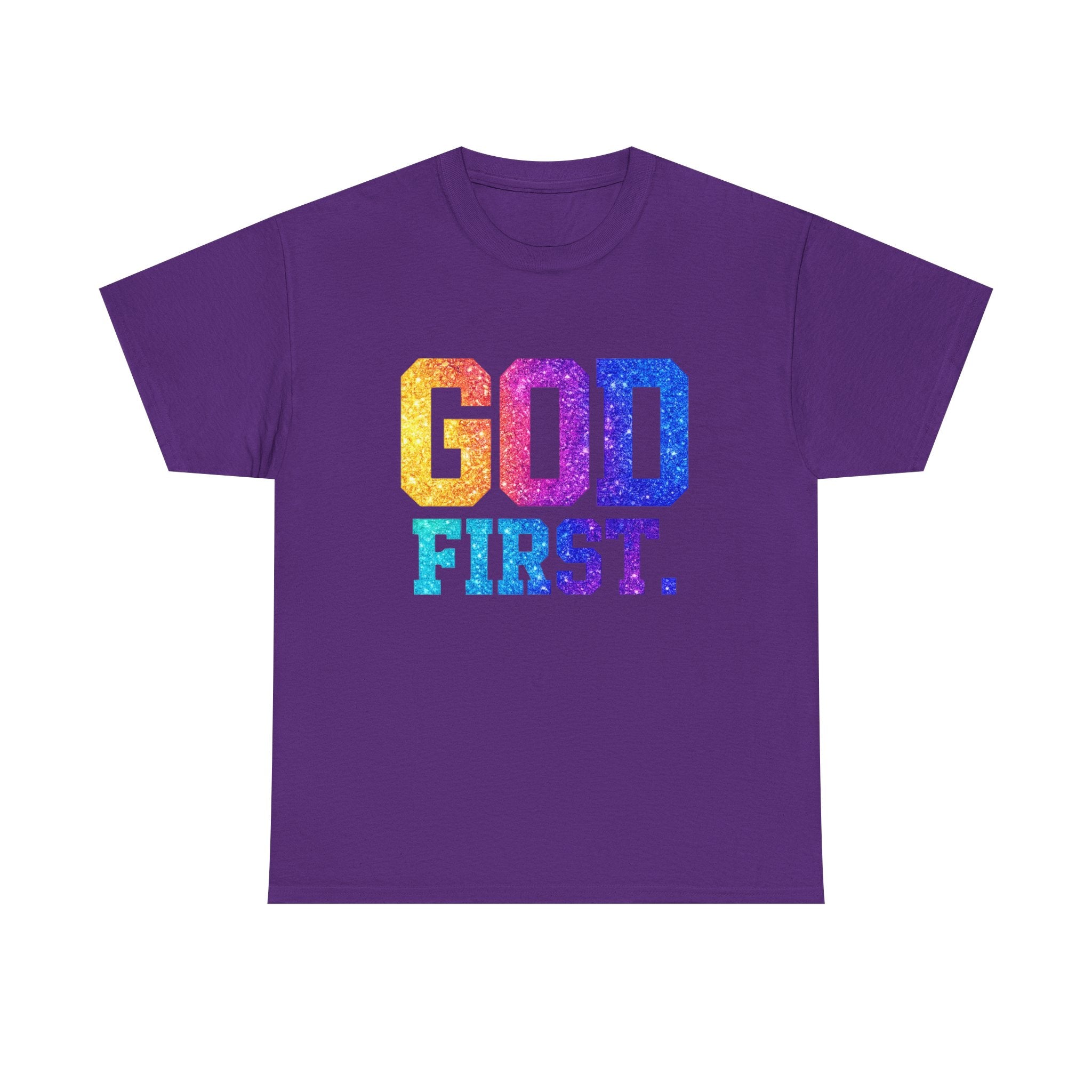 God First T-Shirt — Rainbow Glitter Faith Tee