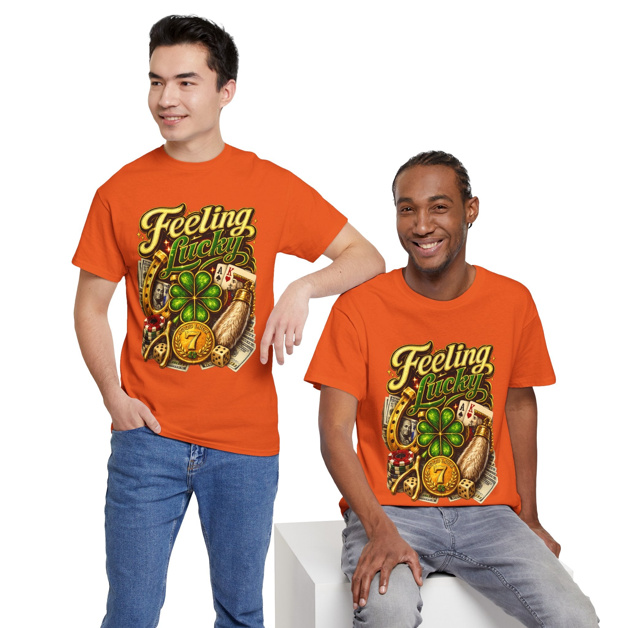 Feeling Lucky T‑Shirt — Vintage Casino Four‑Leaf Clover St. Patrick’s Tee