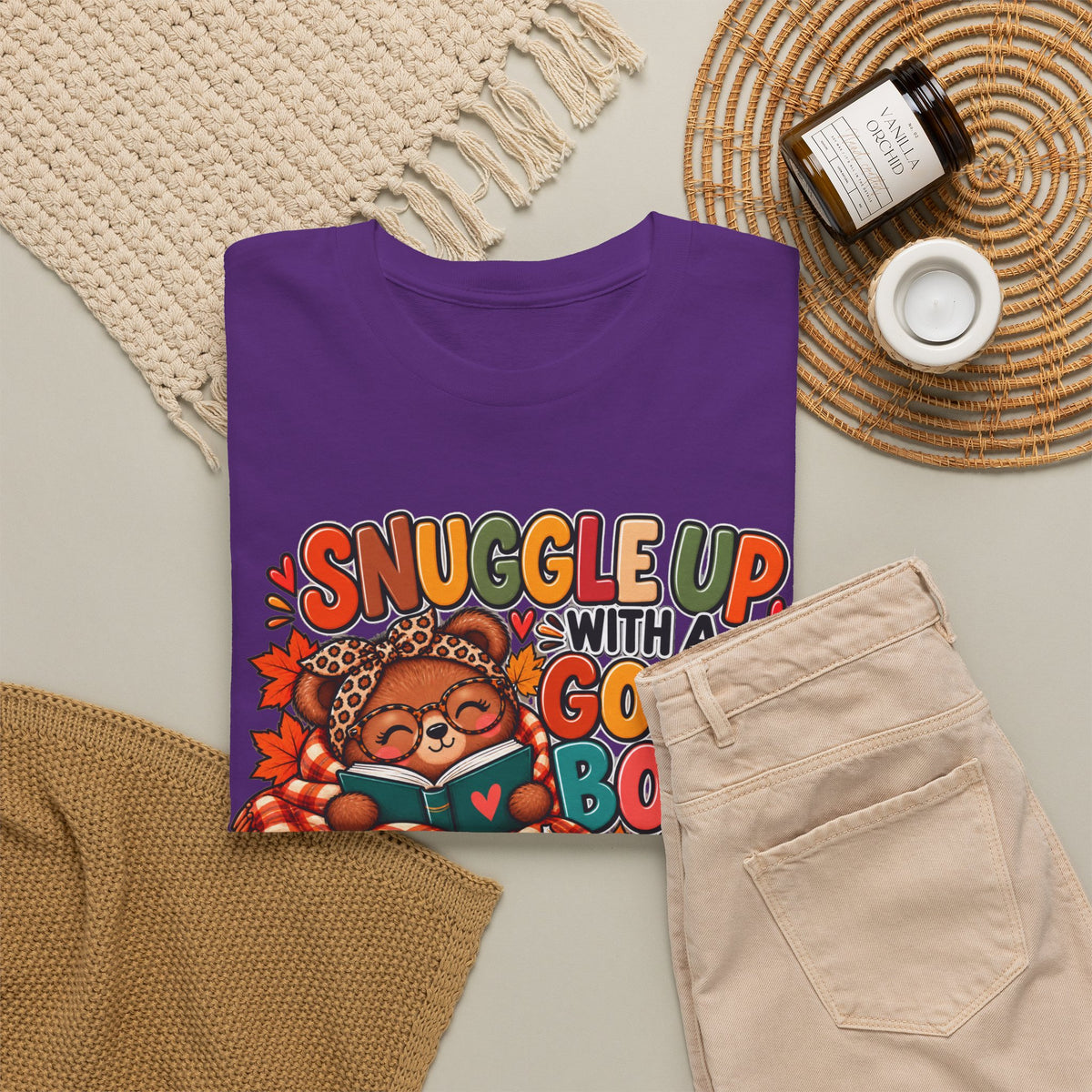 Cozy Fall Reading T‑Shirt - "Snuggle Up With A Good Book" Cute Autumn Booklover Tee