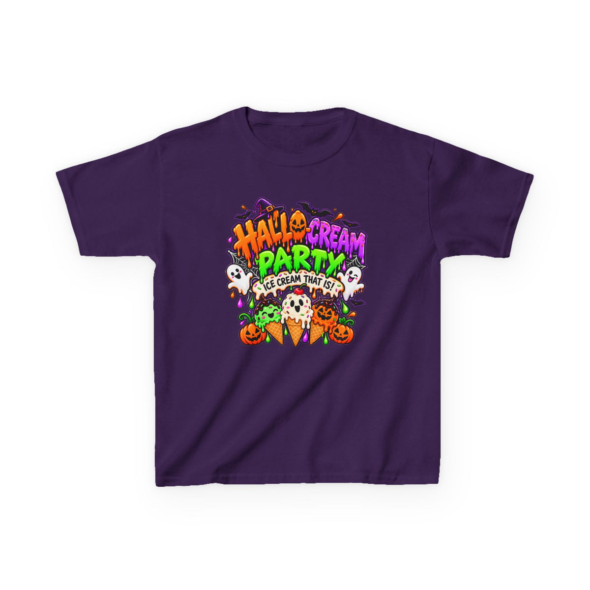 Kids Halloween Ice Cream Party T-Shirt — Cute Spooky Ghosts & Pumpkin Treats