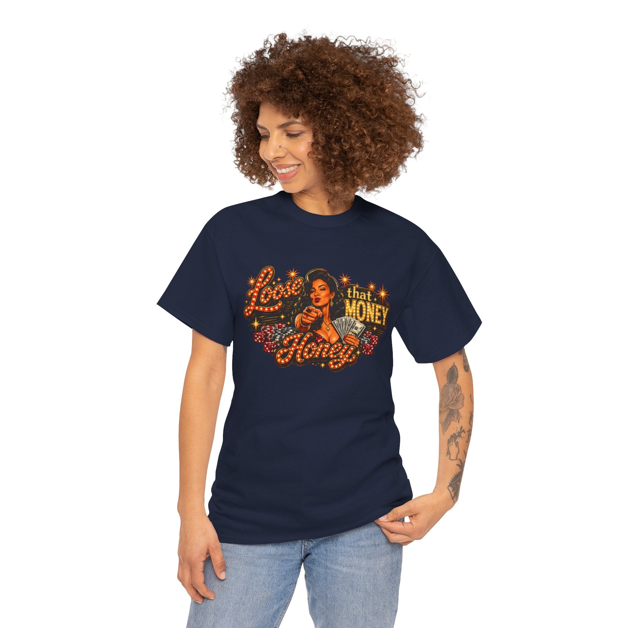 T-Shirt — "Loose That Money Honey" Retro Pinup Graphic Tee