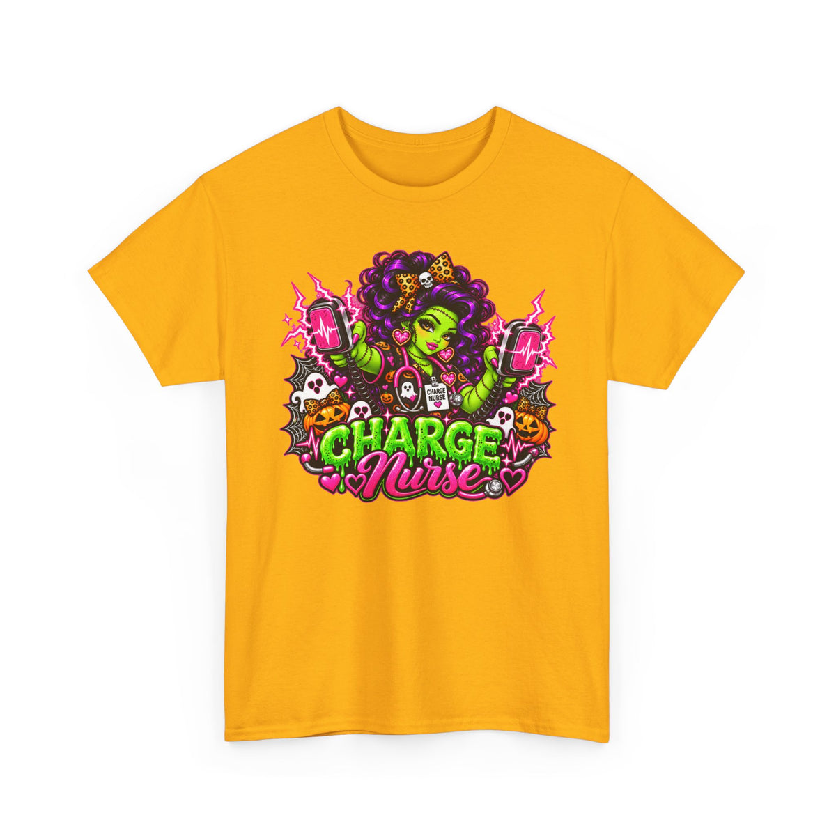 Charge Nurse Graphic Tee — Cute Spooky Nurse Design for Healthcare Workers