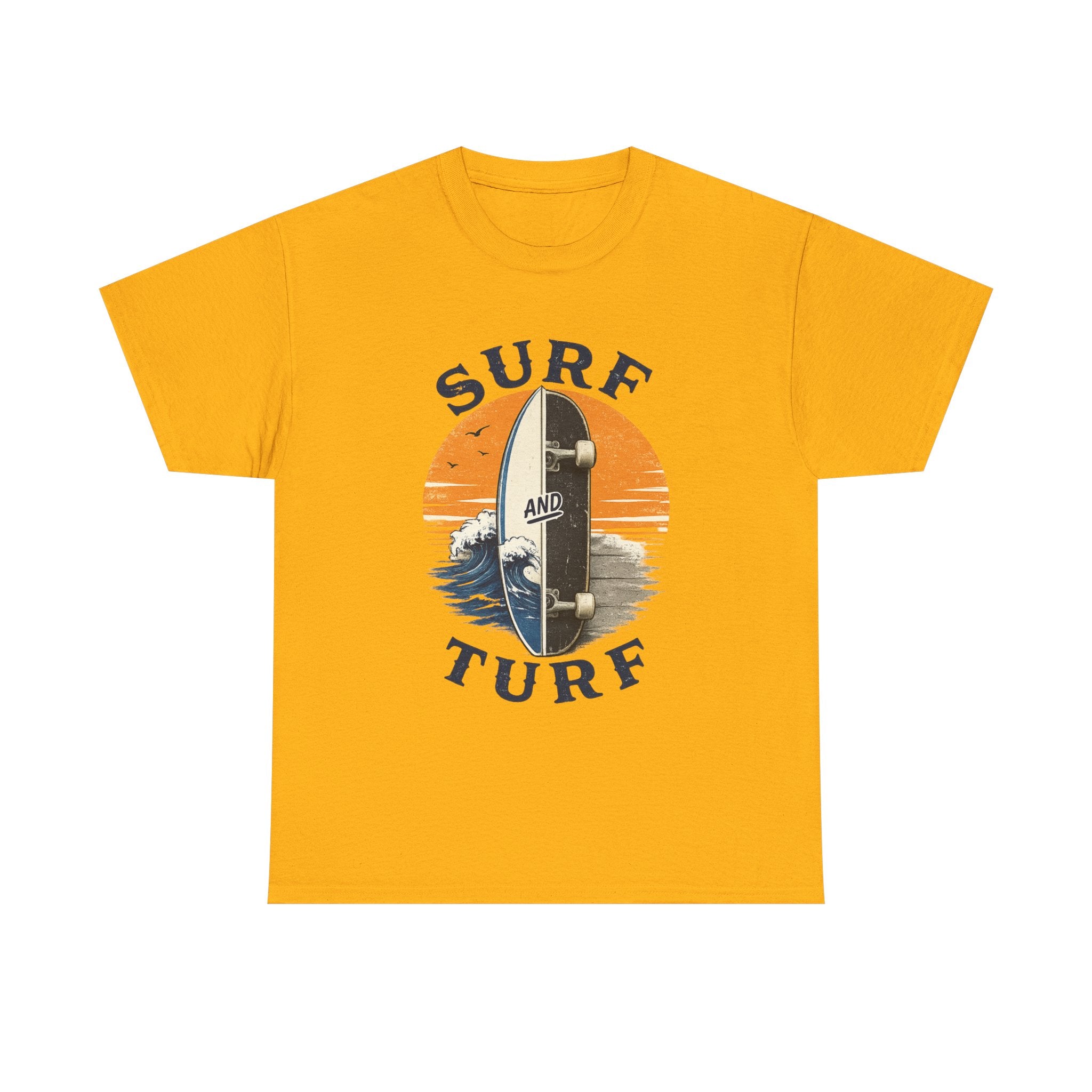 Surf and Turf Skateboard Tee — Vintage Coastal Surfing Skate Shirt