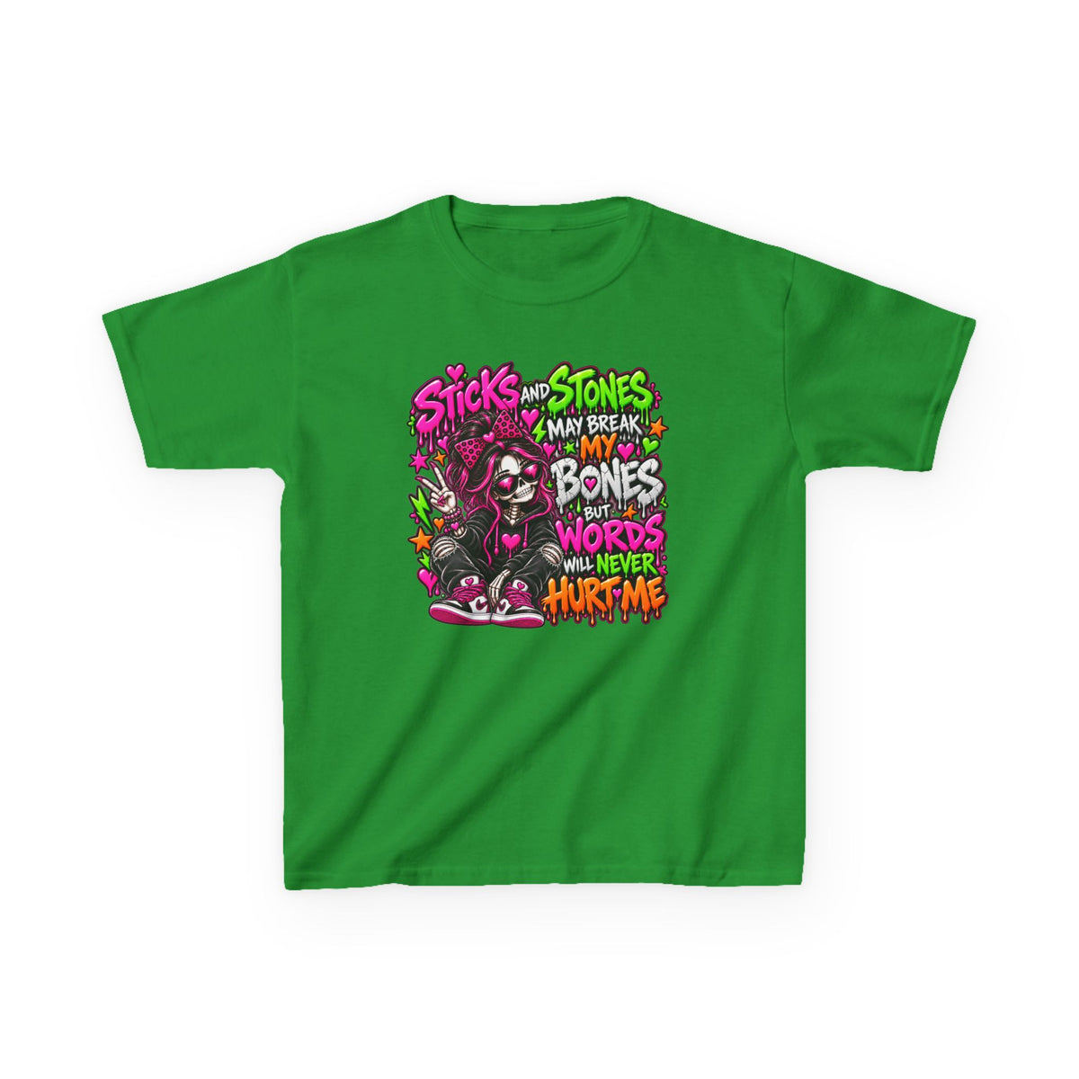 Kids Tee — "Sticks and Stones May Break My Bones"