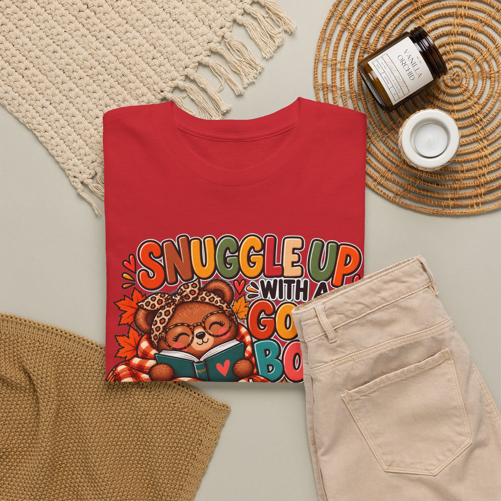 Cozy Fall Reading T‑Shirt - "Snuggle Up With A Good Book" Cute Autumn Booklover Tee