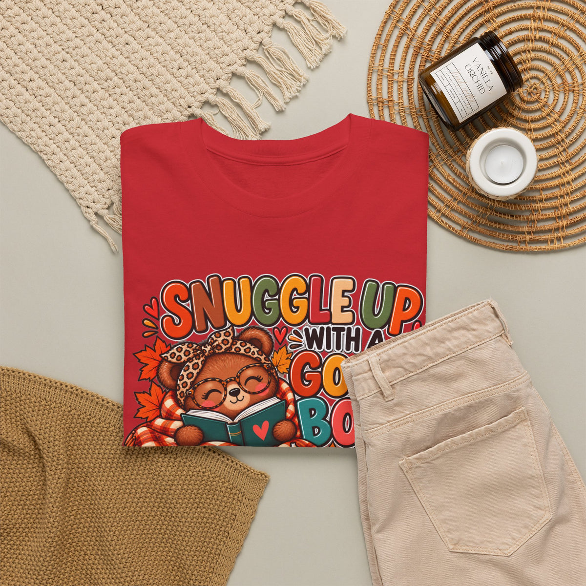 Cozy Fall Reading T‑Shirt - "Snuggle Up With A Good Book" Cute Autumn Booklover Tee