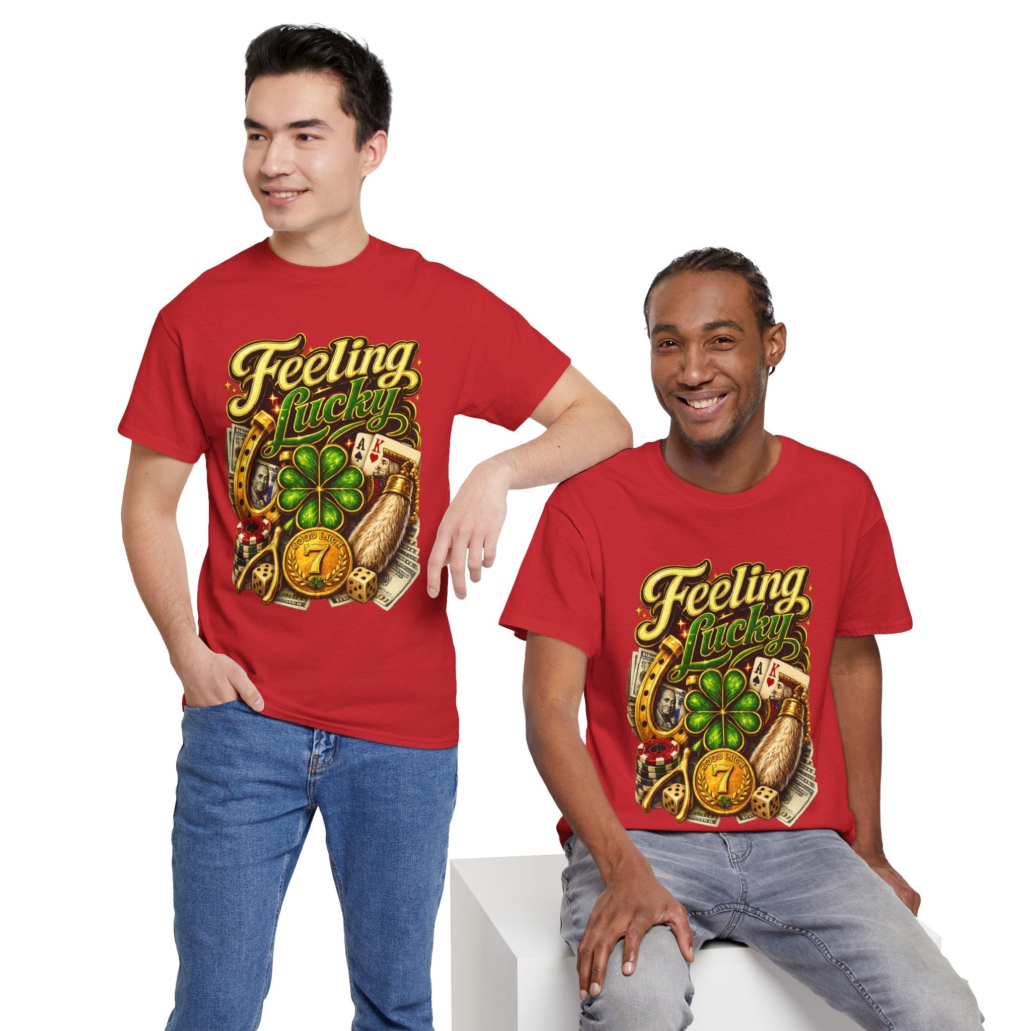 Feeling Lucky T‑Shirt — Vintage Casino Four‑Leaf Clover St. Patrick’s Tee