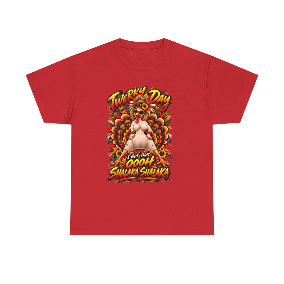 T-Shirt — "Twerkly Day" Funny Thanksgiving Turkey Graphic Tee - That Ooooh Shalaka Shalaka)