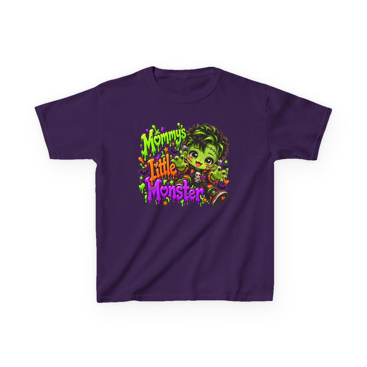 Kids T-Shirt — "Mommy's Little Monster" Cute Halloween Green Monster Tee