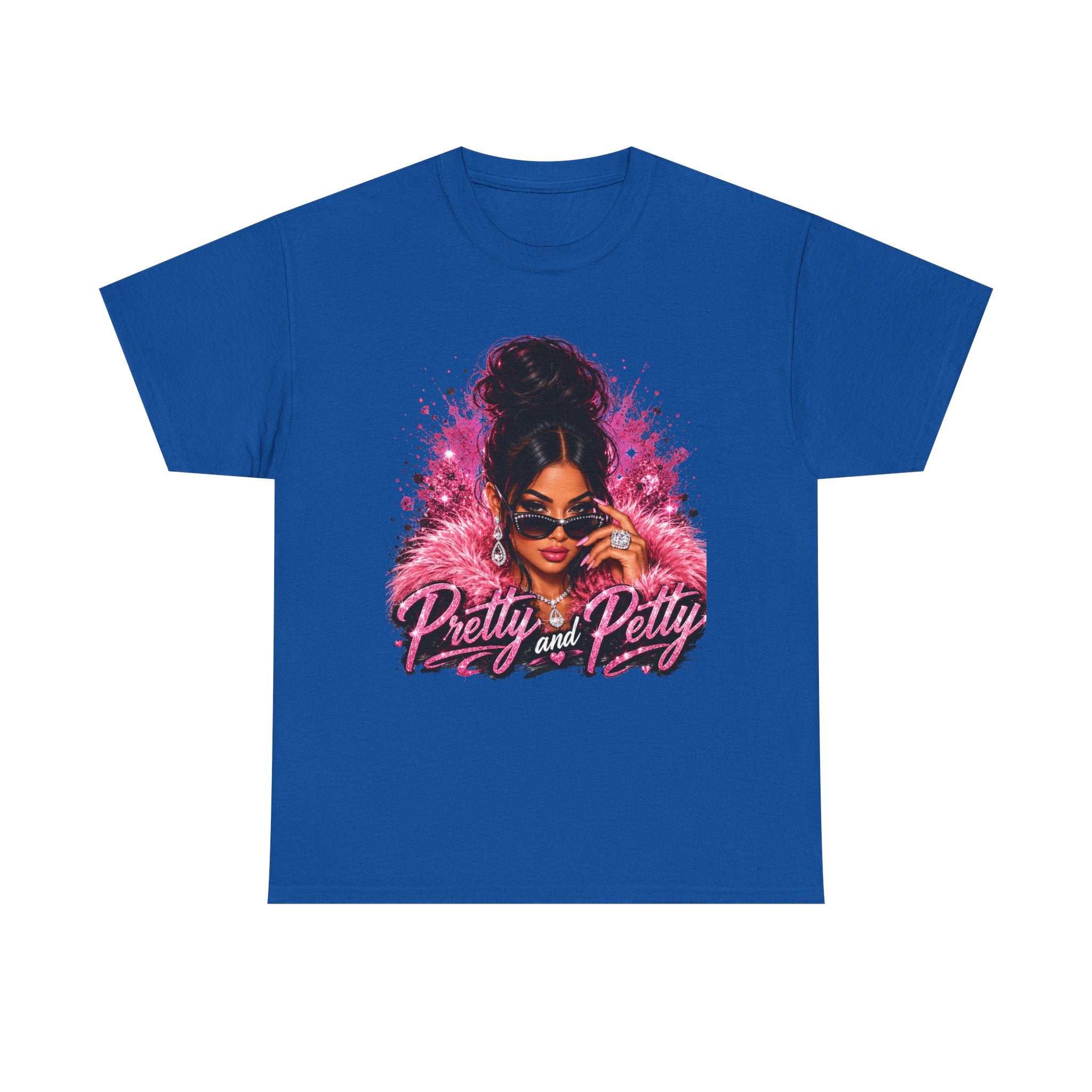 Pretty and Petty Graphic Tee — Bold Pink Afro Chic Women's Shirt