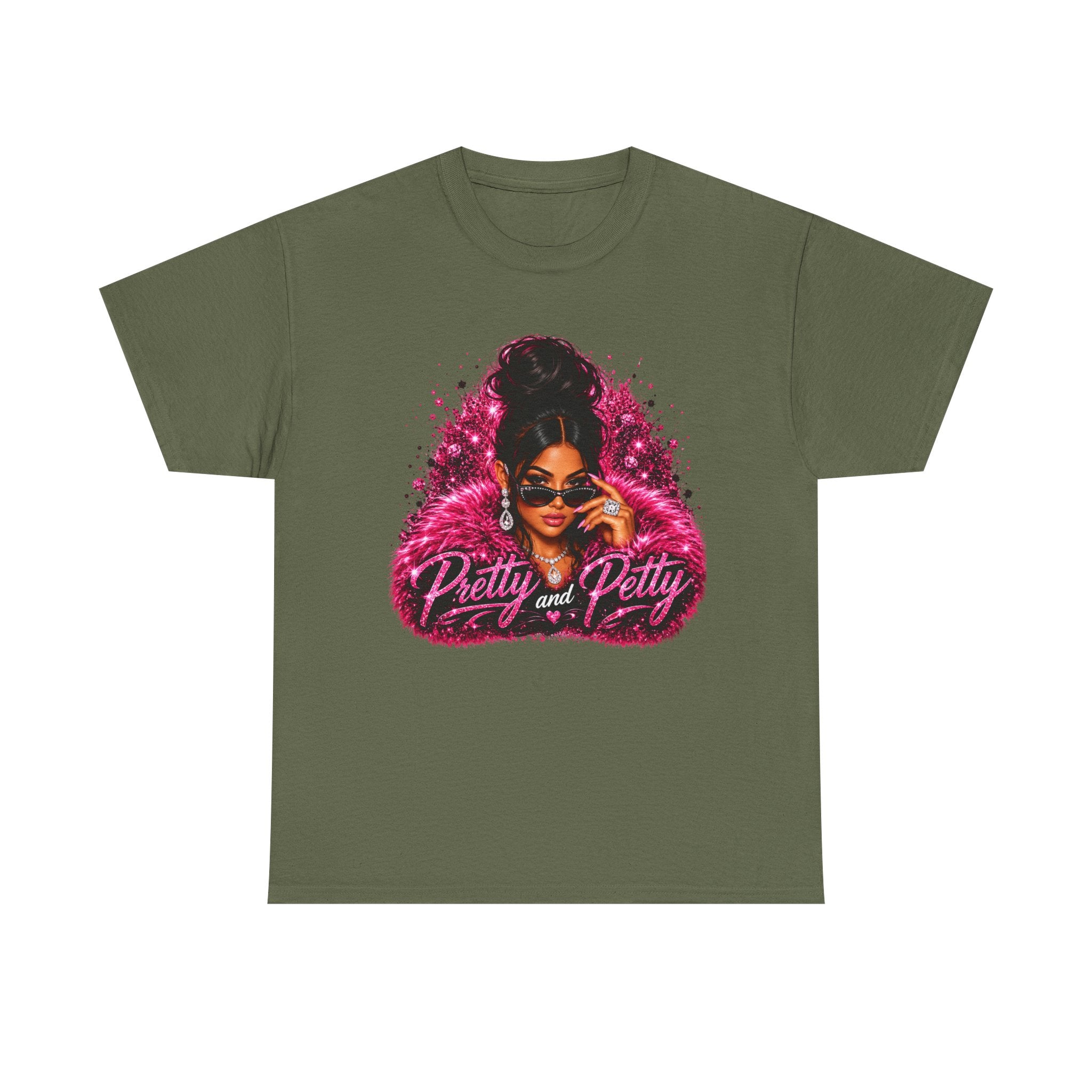 Pretty and Petty Graphic Tee — Bold Pink Afro Chic Women's Shirt