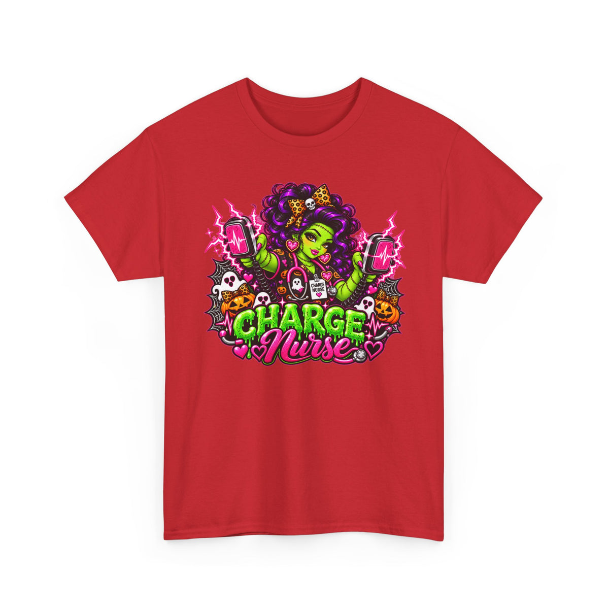 Charge Nurse Graphic Tee — Cute Spooky Nurse Design for Healthcare Workers