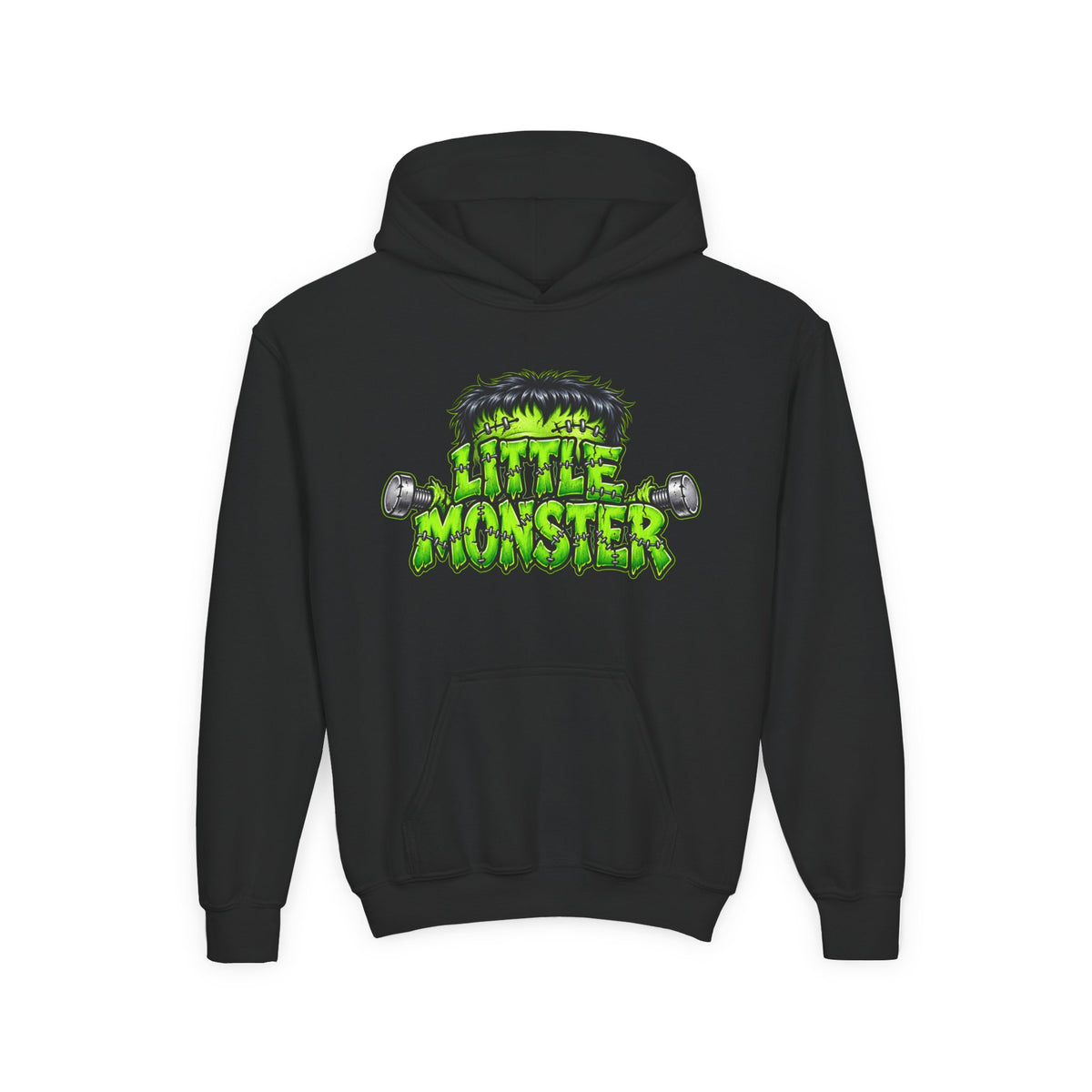 Youth Hoodie "Little Monster" Green Cartoon Kids Sweatshirt