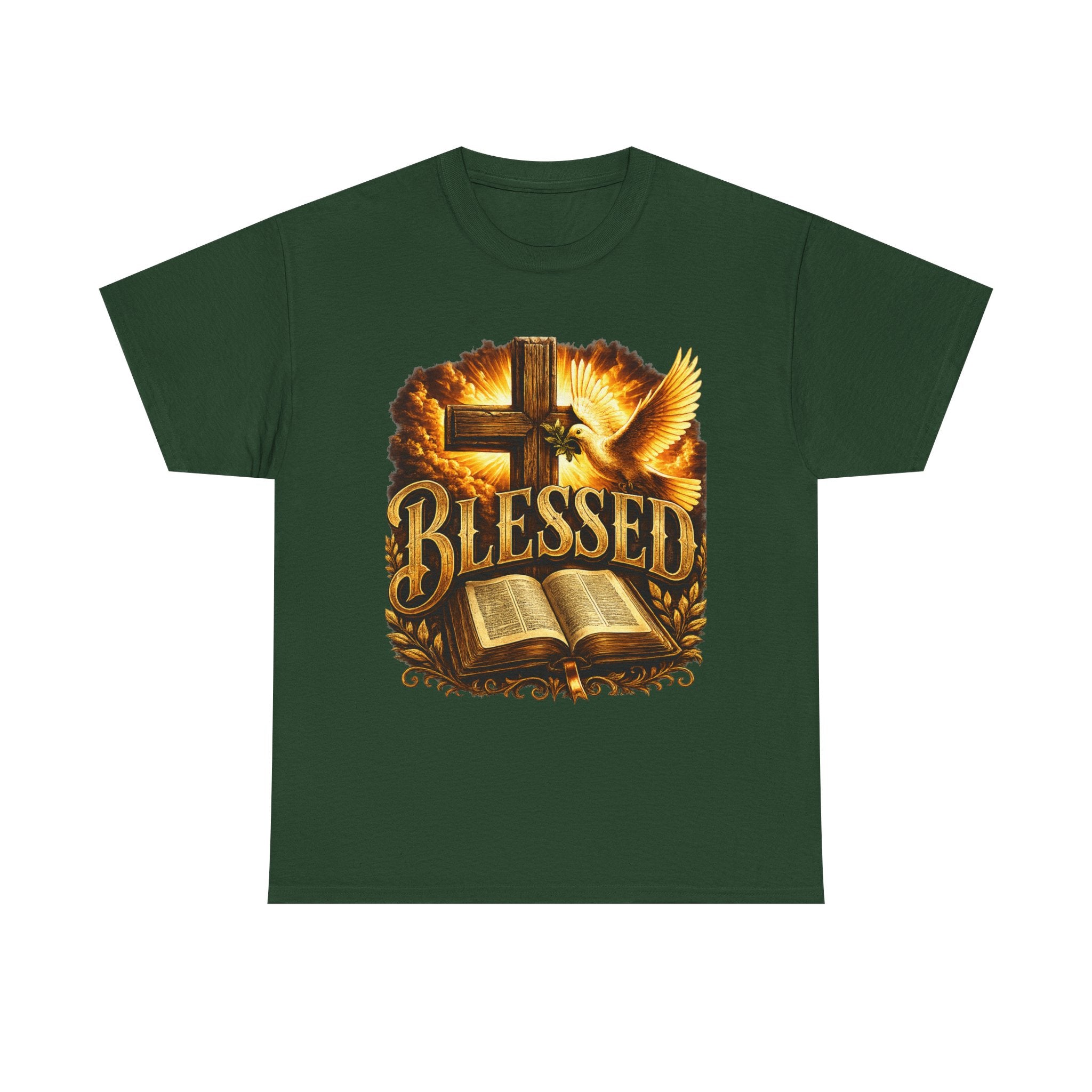 Blessed Christian Tee — Cross, Dove & Bible Faith Shirt