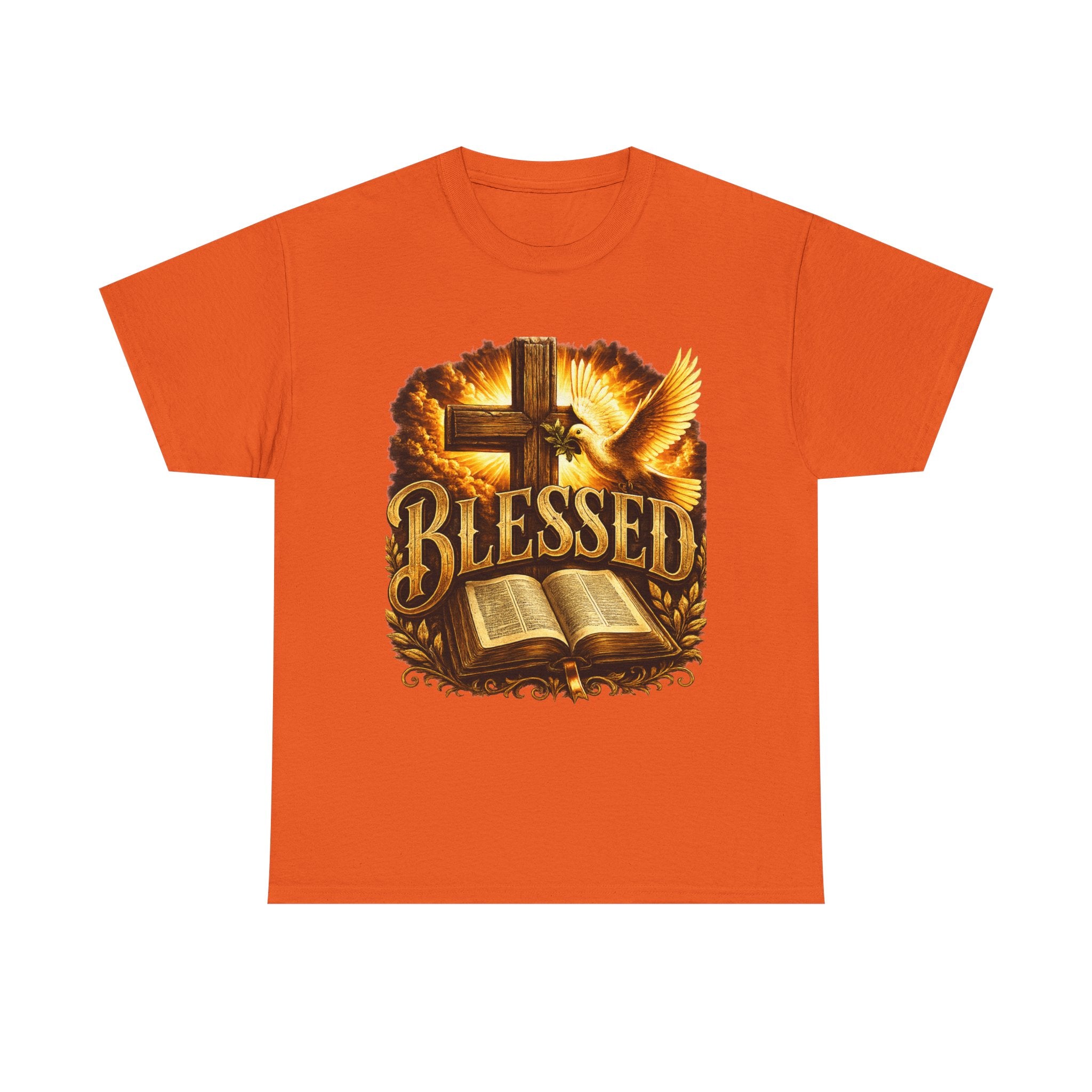 Blessed Christian Tee — Cross, Dove & Bible Faith Shirt